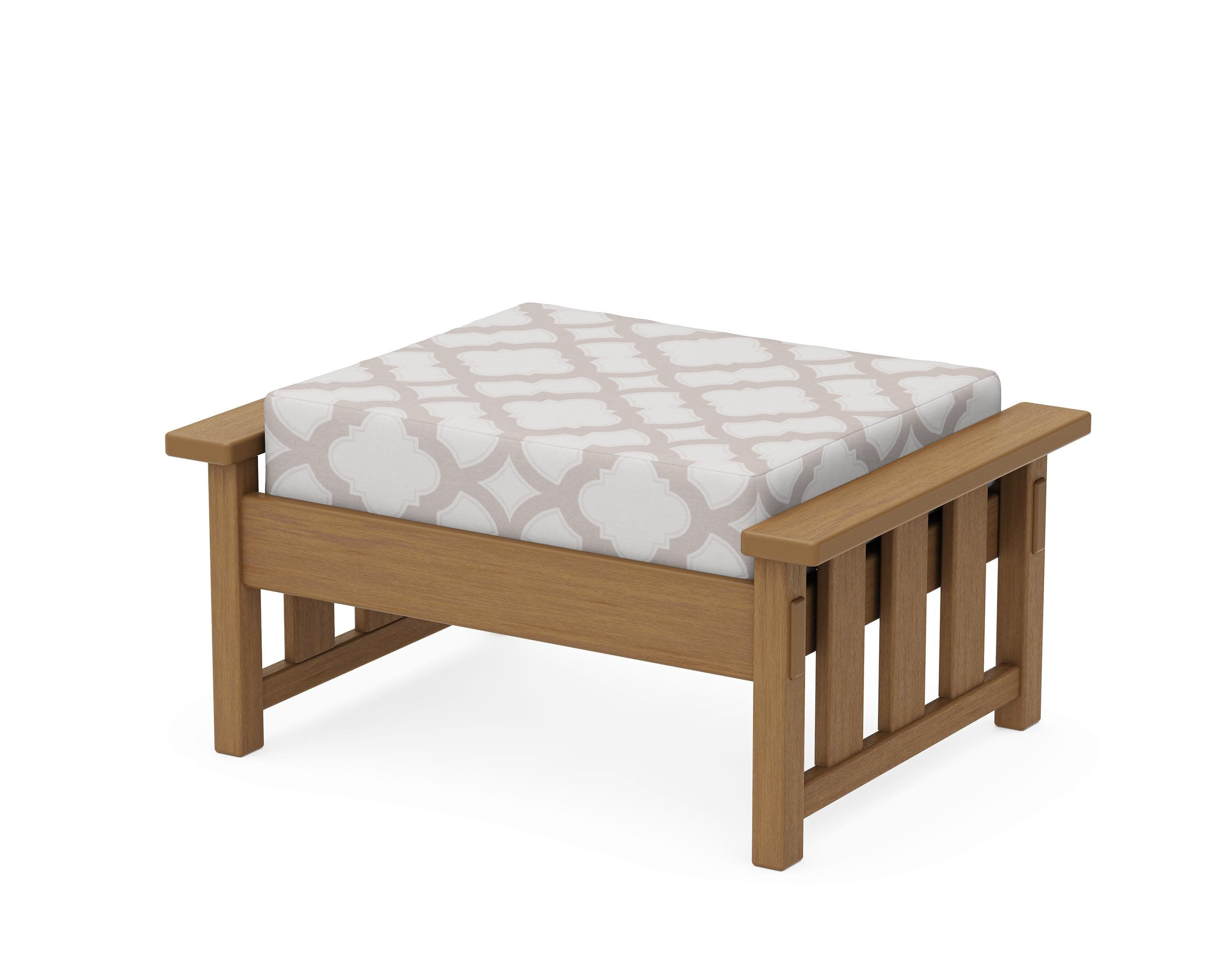 Acadia Deep Seating Ottoman in Natural / Trellis Dune Burlap