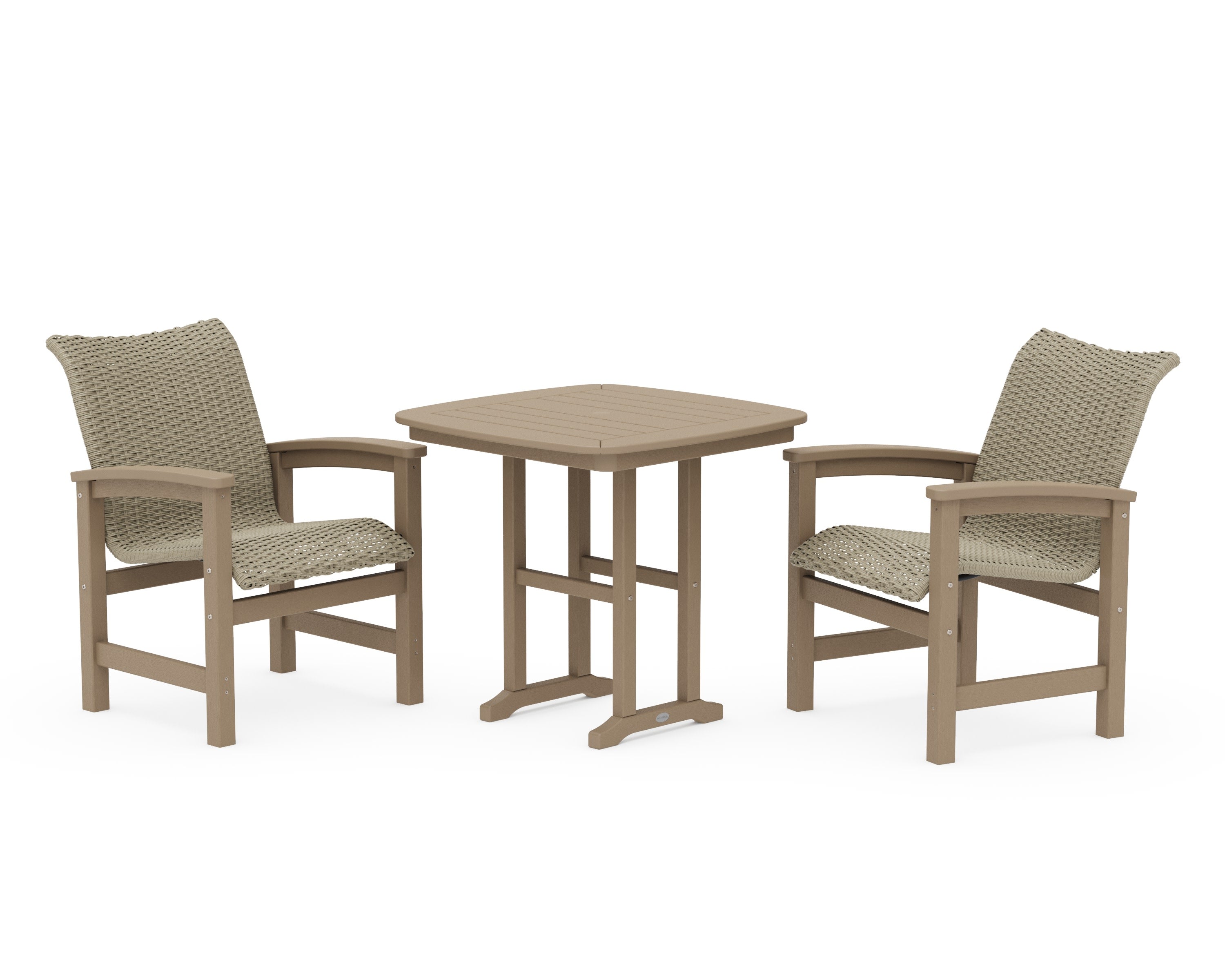 Coastal Woven 3-Piece Dining Set in Vintage Sahara / Dune Grass