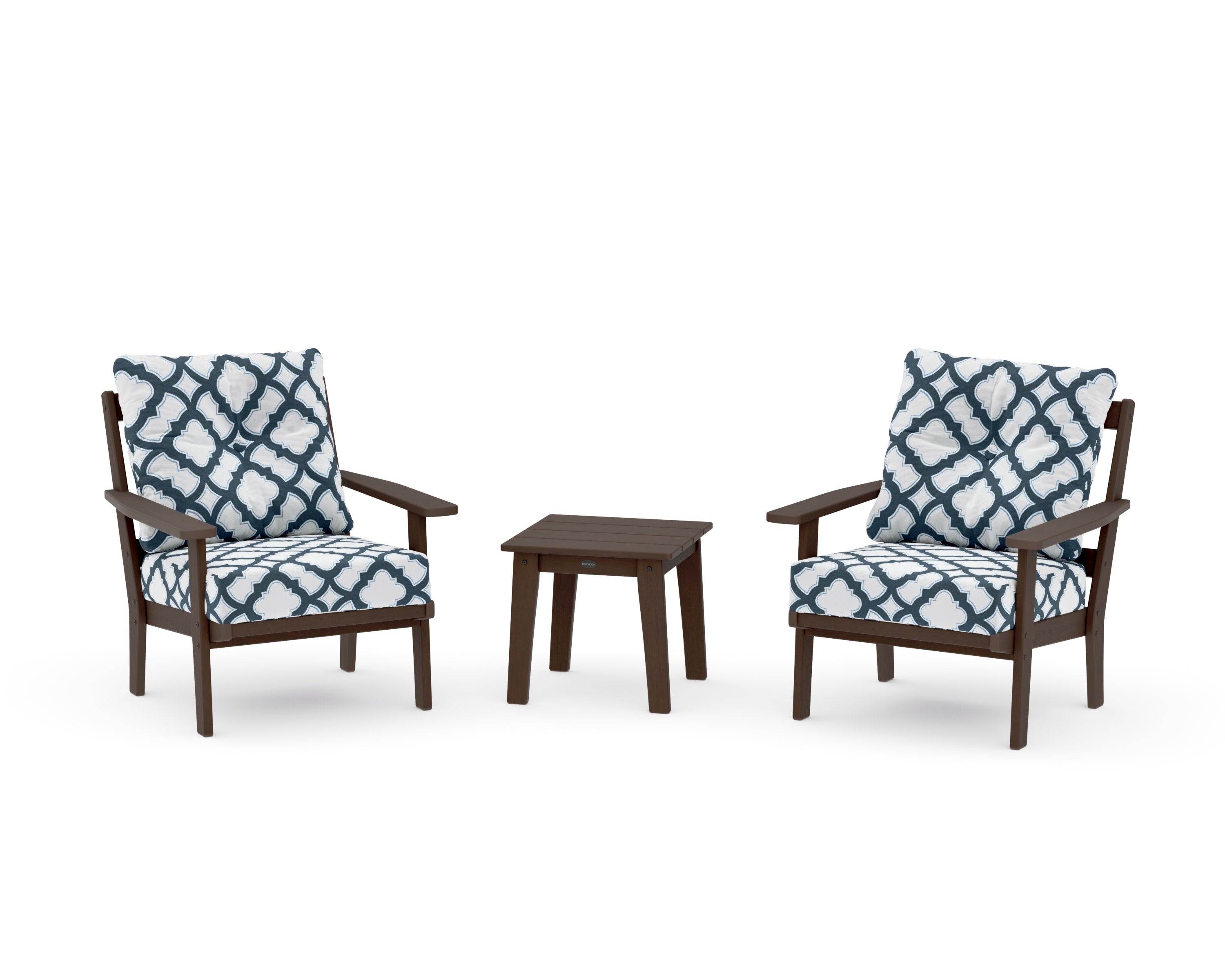 Oxford 3-Piece Deep Seating Set in Kona / Trellis Marine Indigo