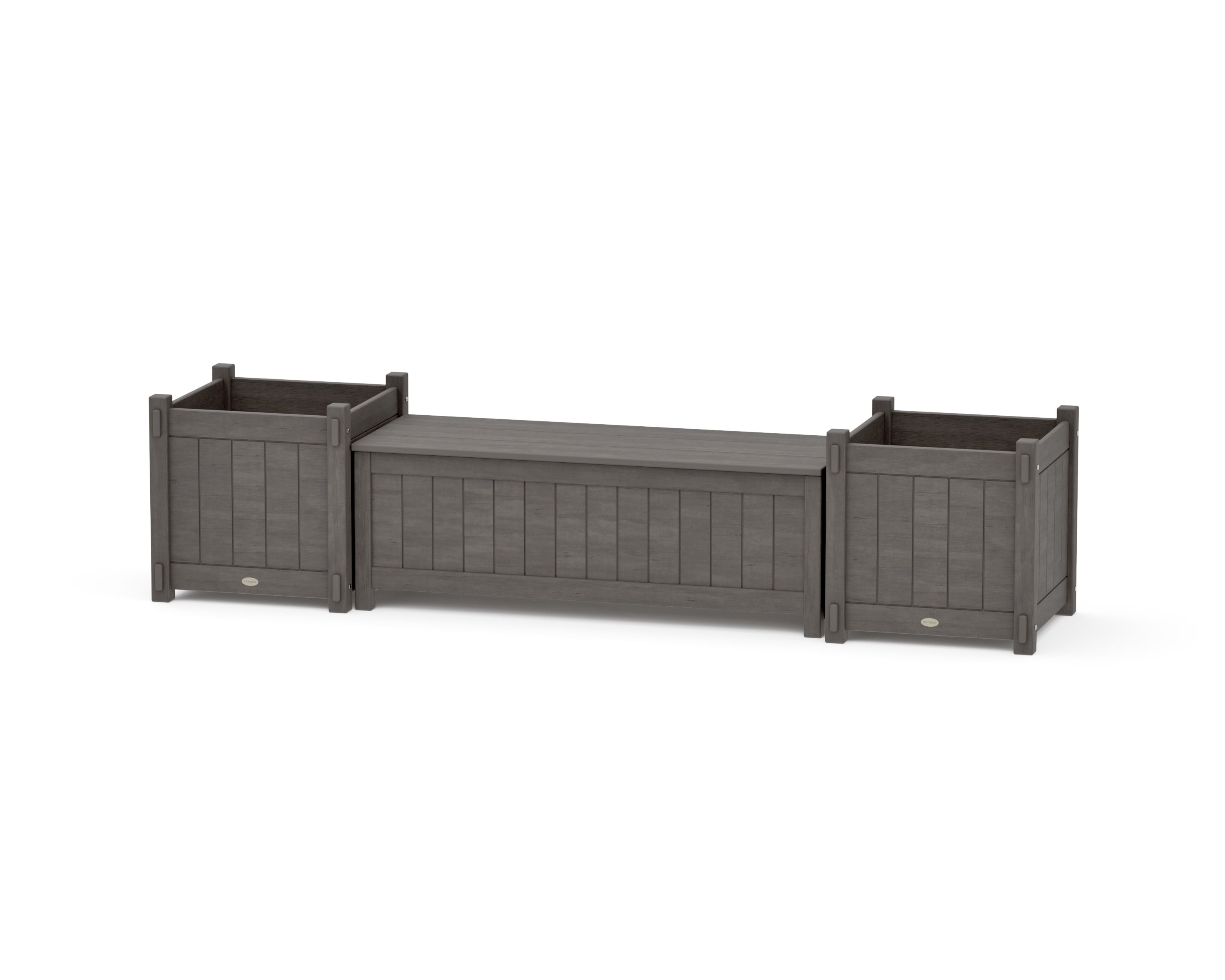 48" Vineyard Straight Planter Storage Bench Set- Large in Driftwood