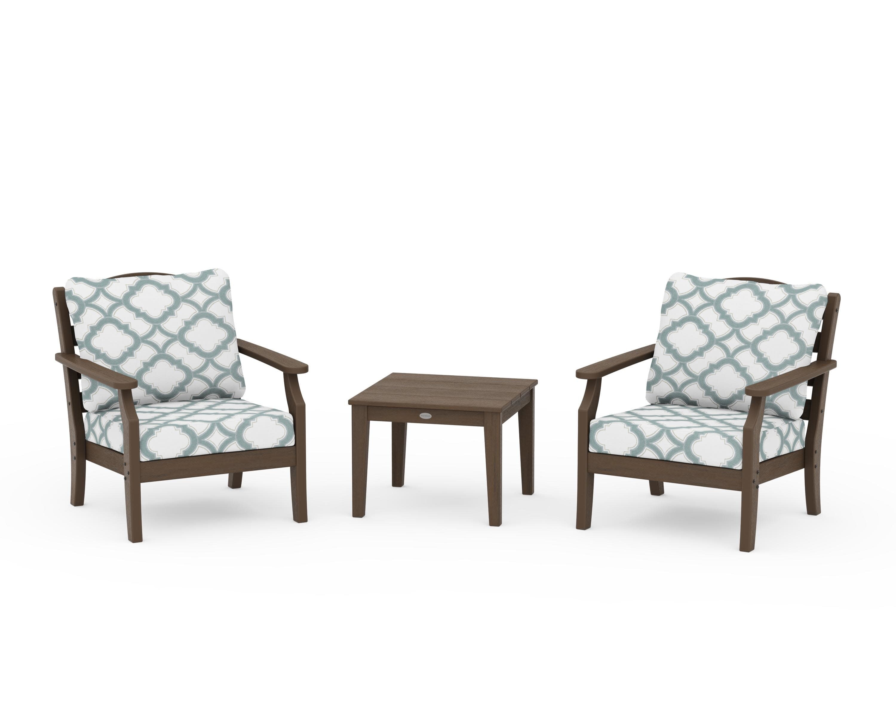 Savannah 3-Piece Deep Seating Set in Kona / Trellis Glacier Spa