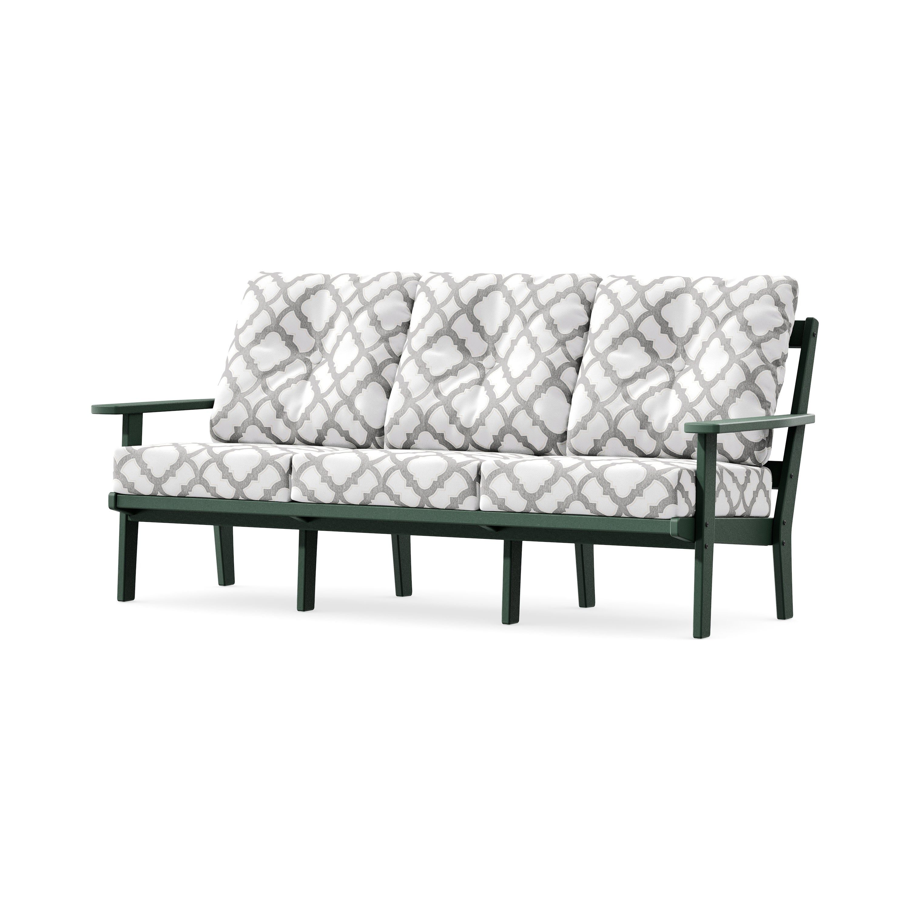 Oxford Deep Seating Sofa in Green / Trellis Grey Mist