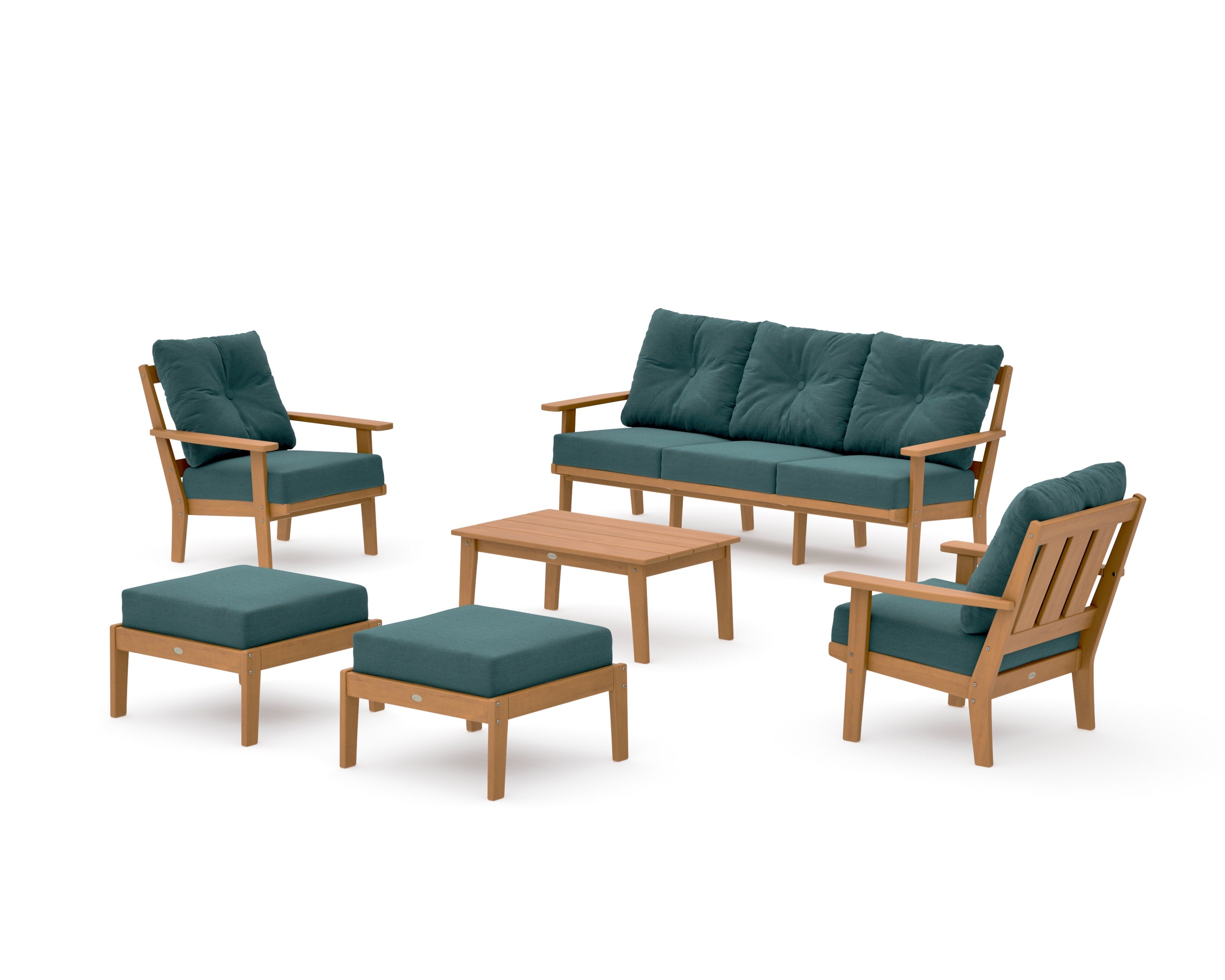 Oxford 6-Piece Lounge Sofa Set in Natural / Ocean Teal