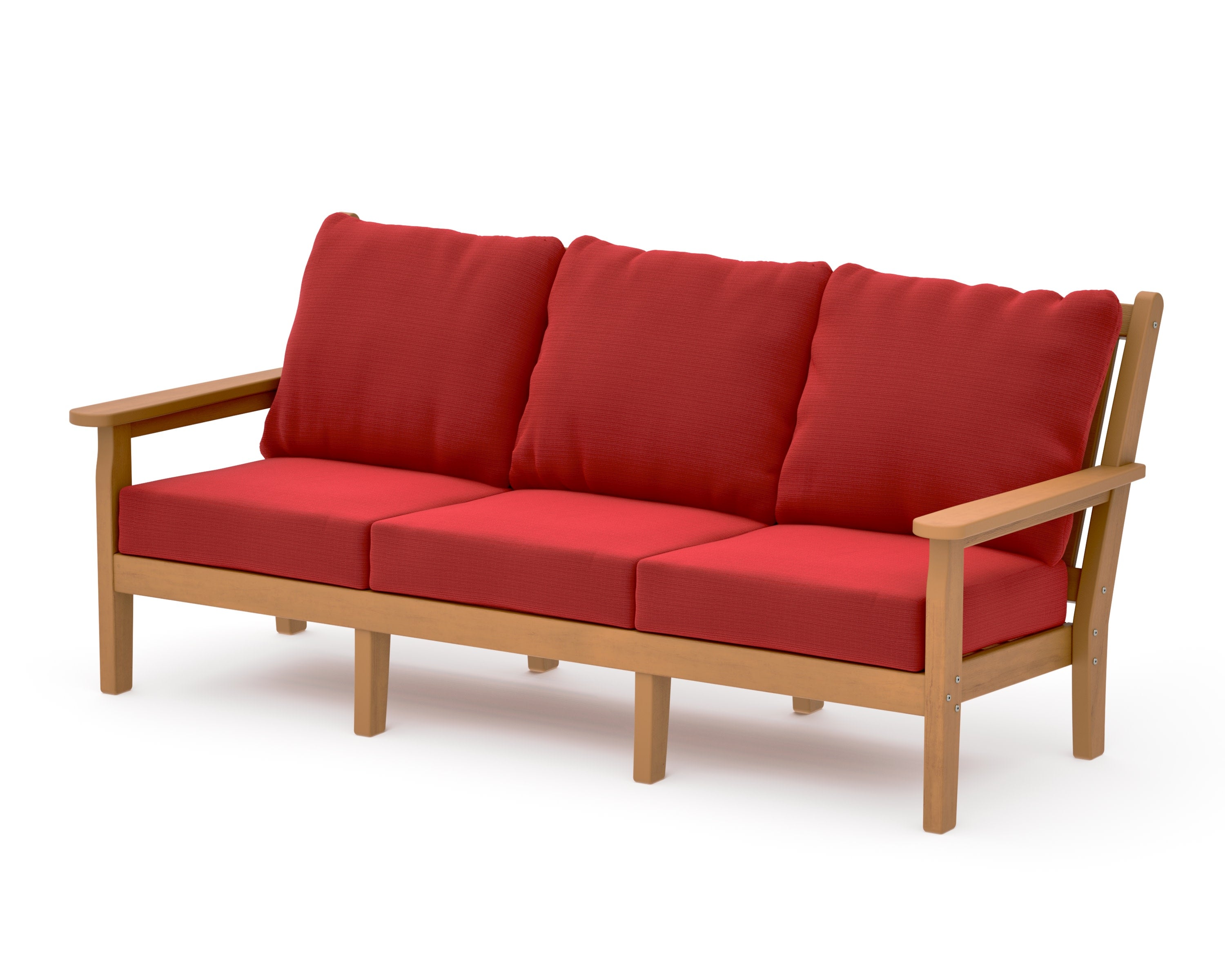 Chippendale Deep Seating Sofa in Natural / Crimson Linen