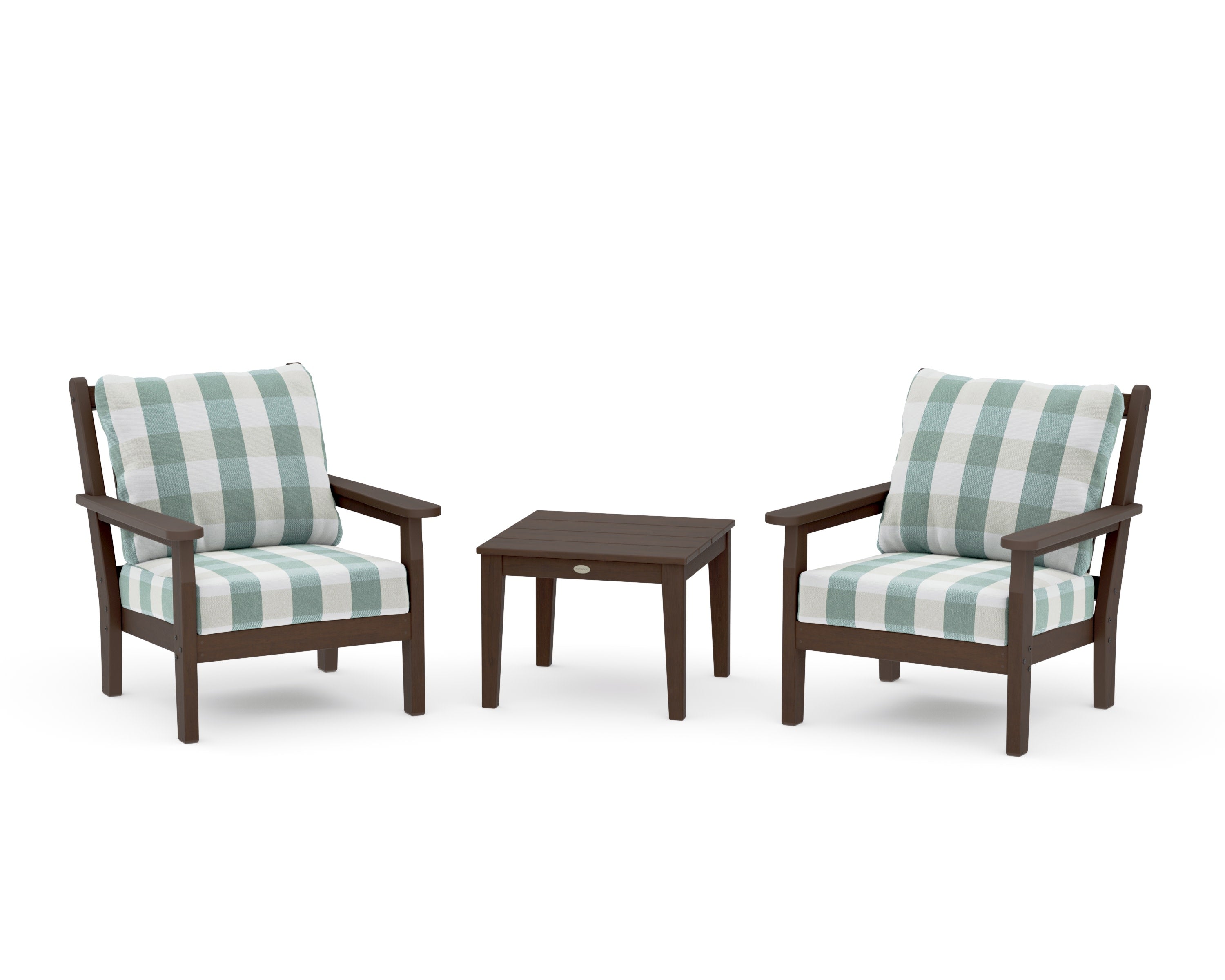 Chippendale 3-Piece Deep Seating Set in Kona / Buffalo Plaid Glacier Spa