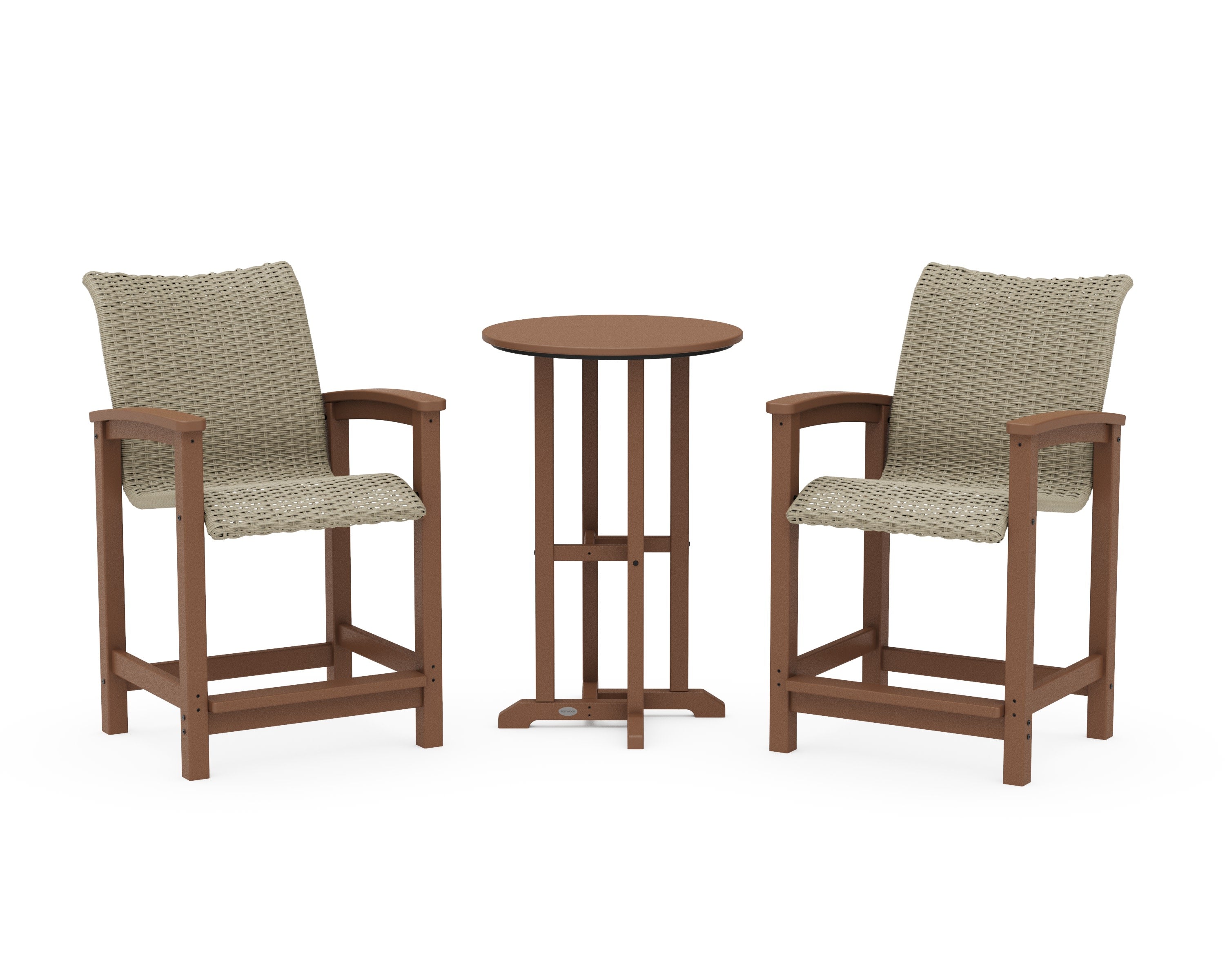 Coastal Woven 3-Piece Farmhouse Counter Set in Teak / Dune Grass