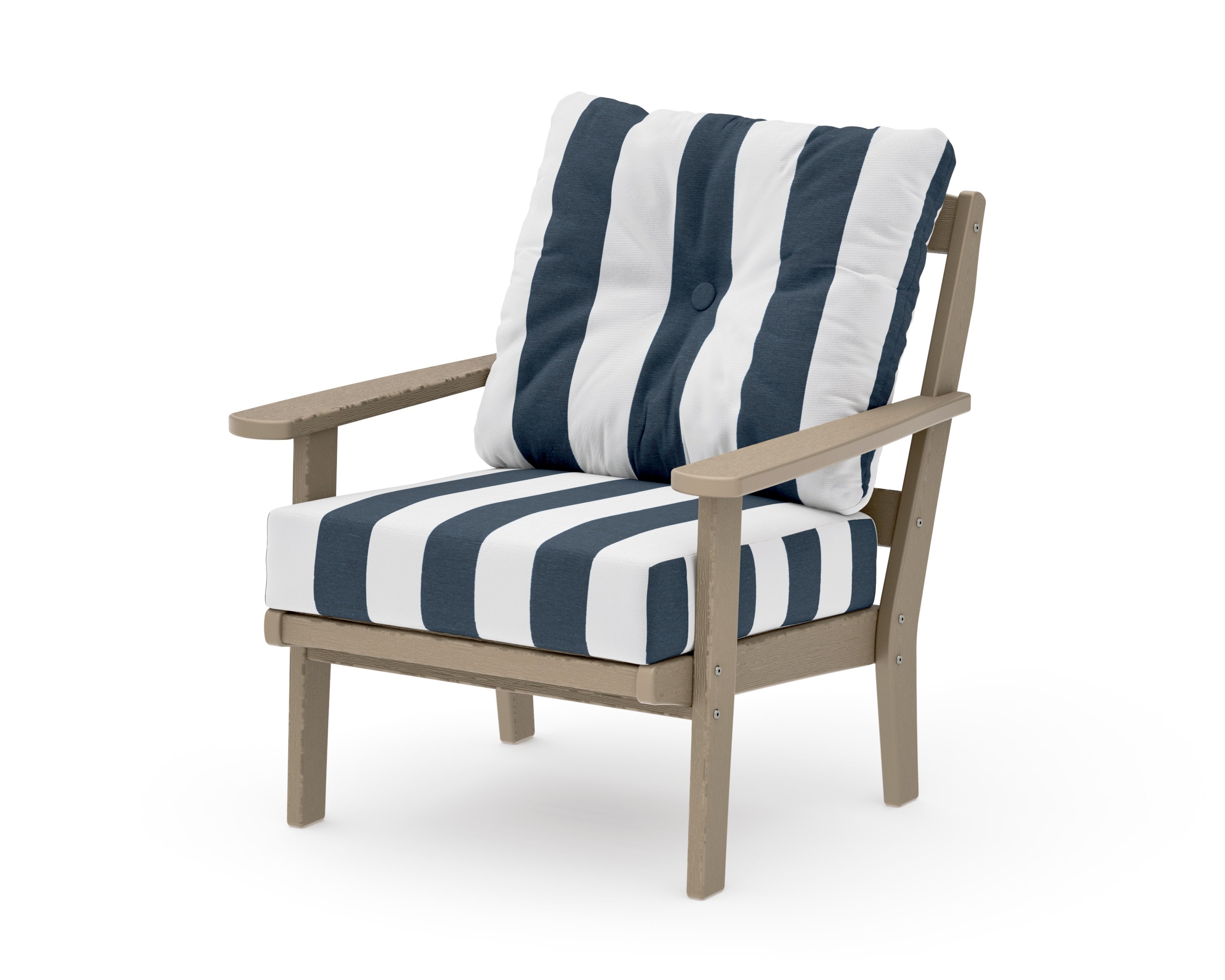 Mission Deep Seating Chair in Vintage Sahara / Cabana Stripe Marine Indigo