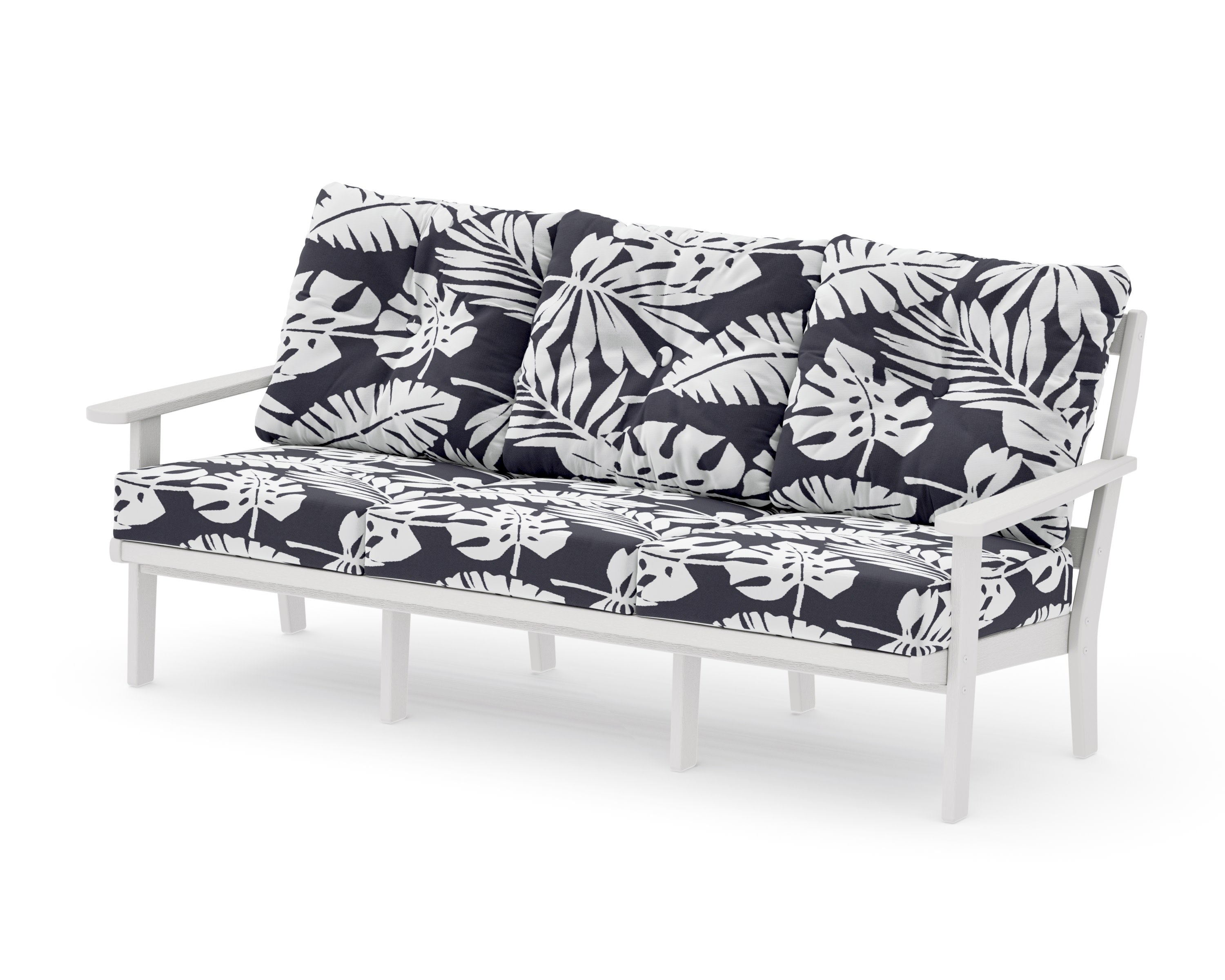 Mission Deep Seating Sofa in Vintage White / Leaf Navy
