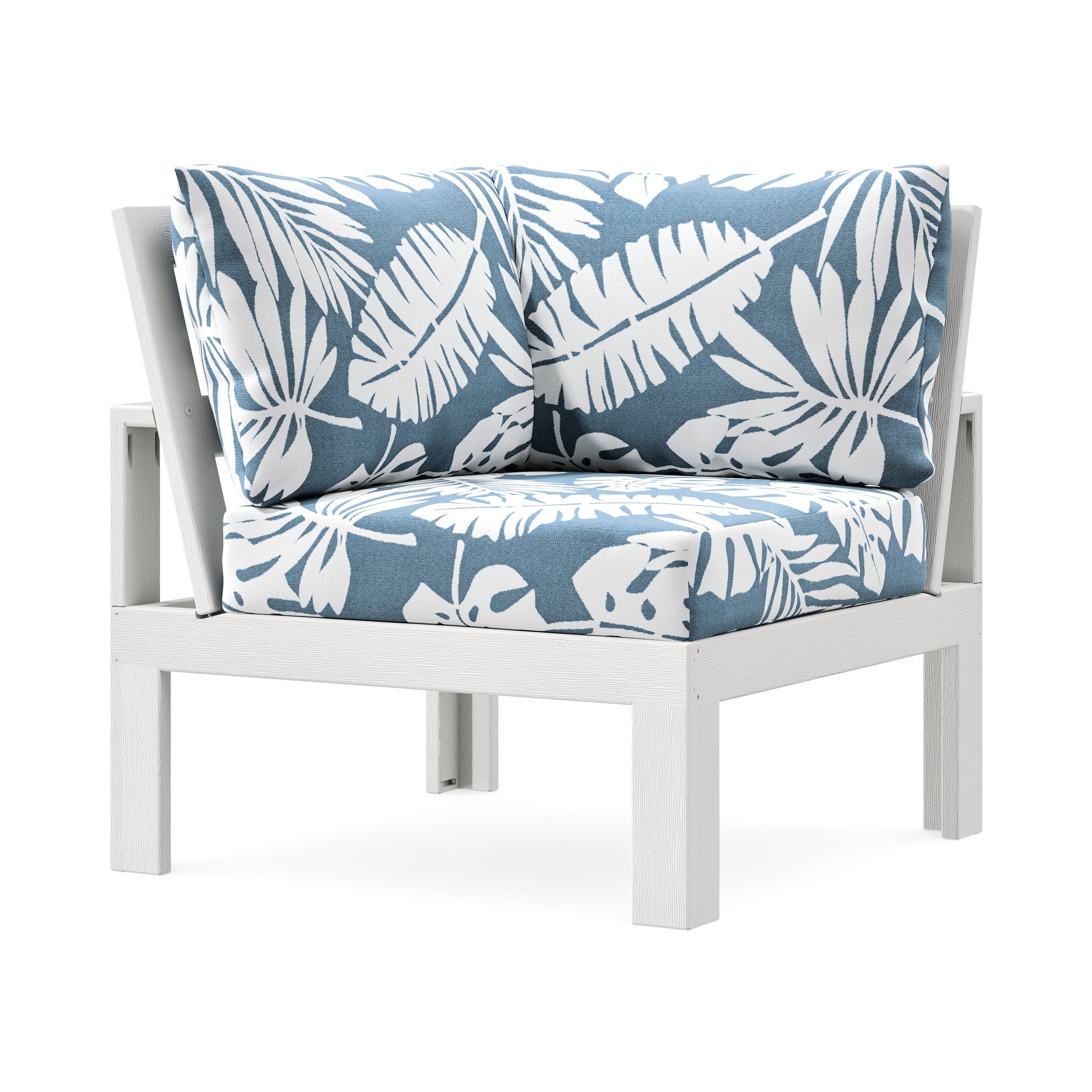 Modular Corner Chair in Vintage White / Leaf Sky Blue