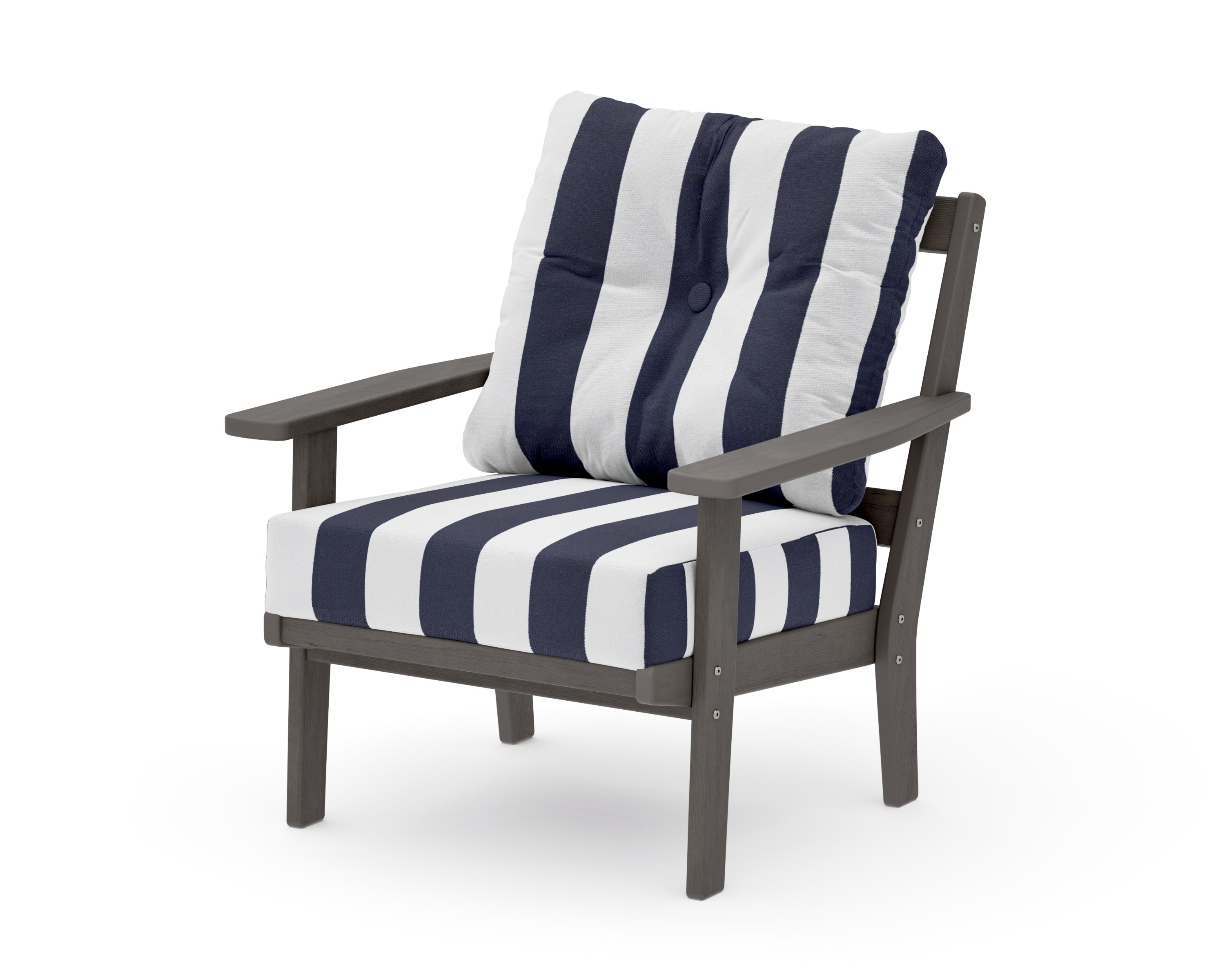 Oxford Deep Seating Chair in Driftwood / Cabana Stripe Navy