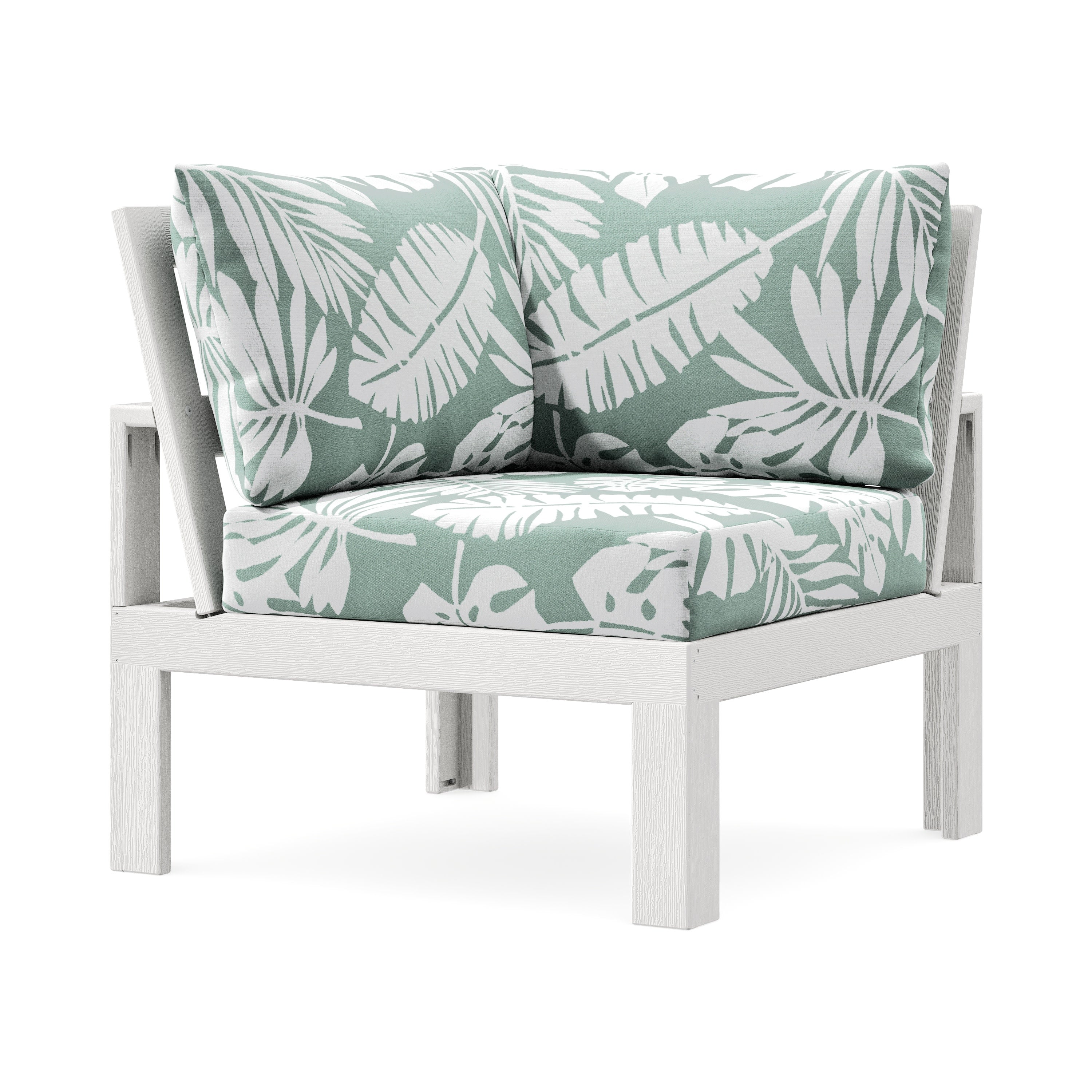 Modular Corner Chair in Vintage White / Leaf Glacier Spa