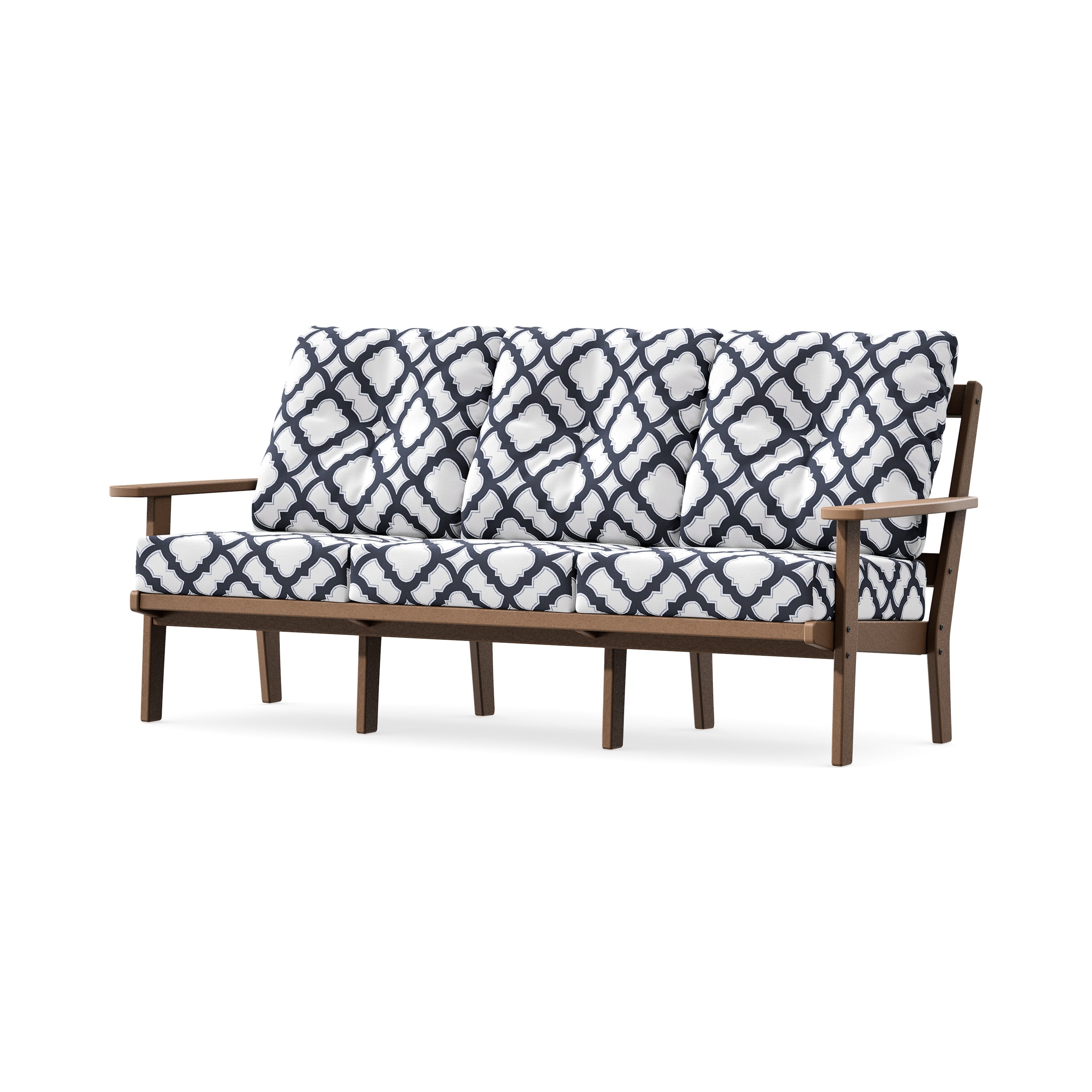 Oxford Deep Seating Sofa in Teak / Trellis Navy