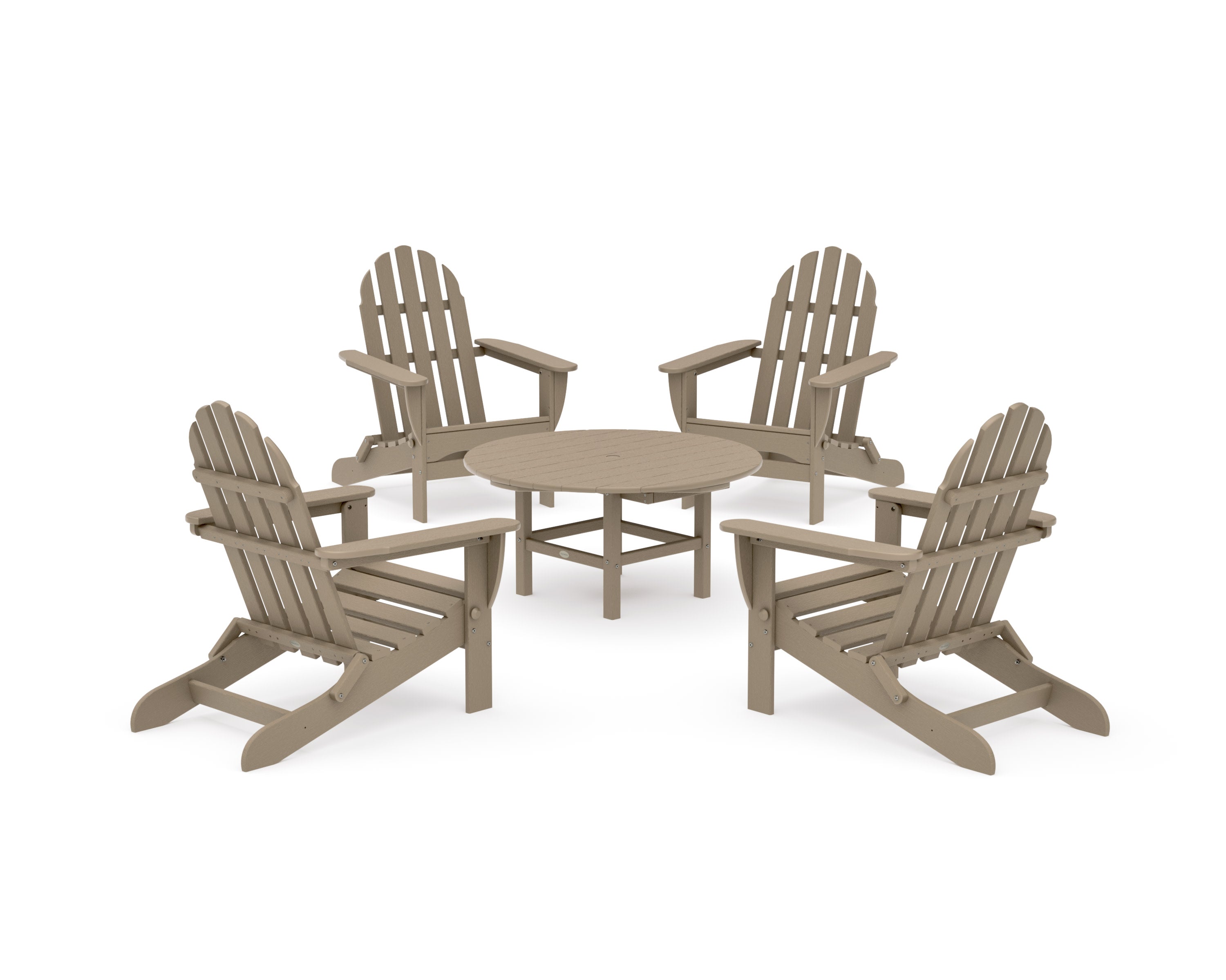 Classic Folding Adirondack 5-Piece Conversation Group in Vintage Sahara