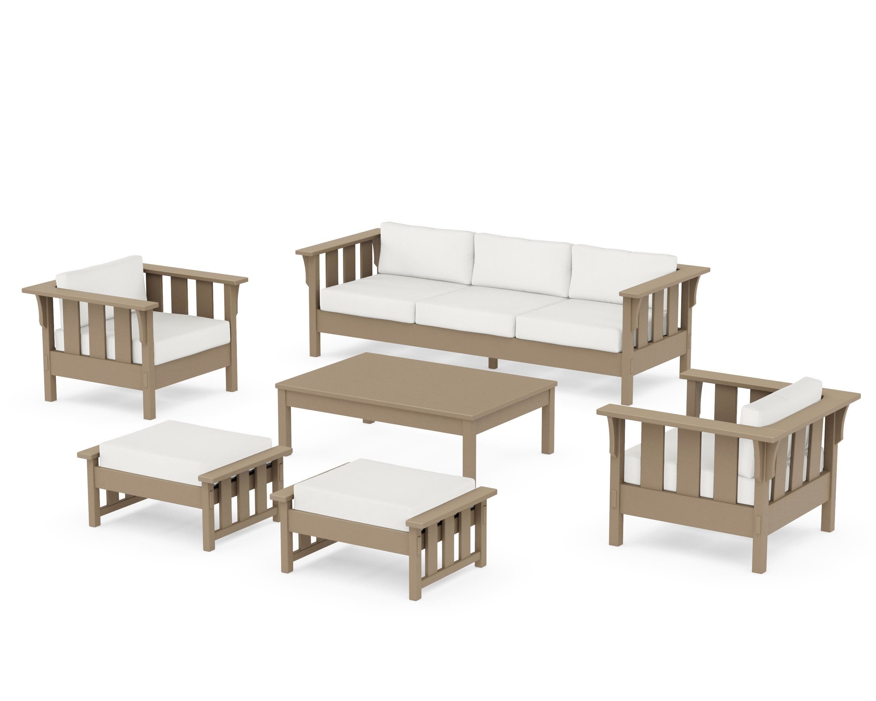 Acadia 6-Piece Lounge Sofa Set in Vintage Sahara / Natural Linen