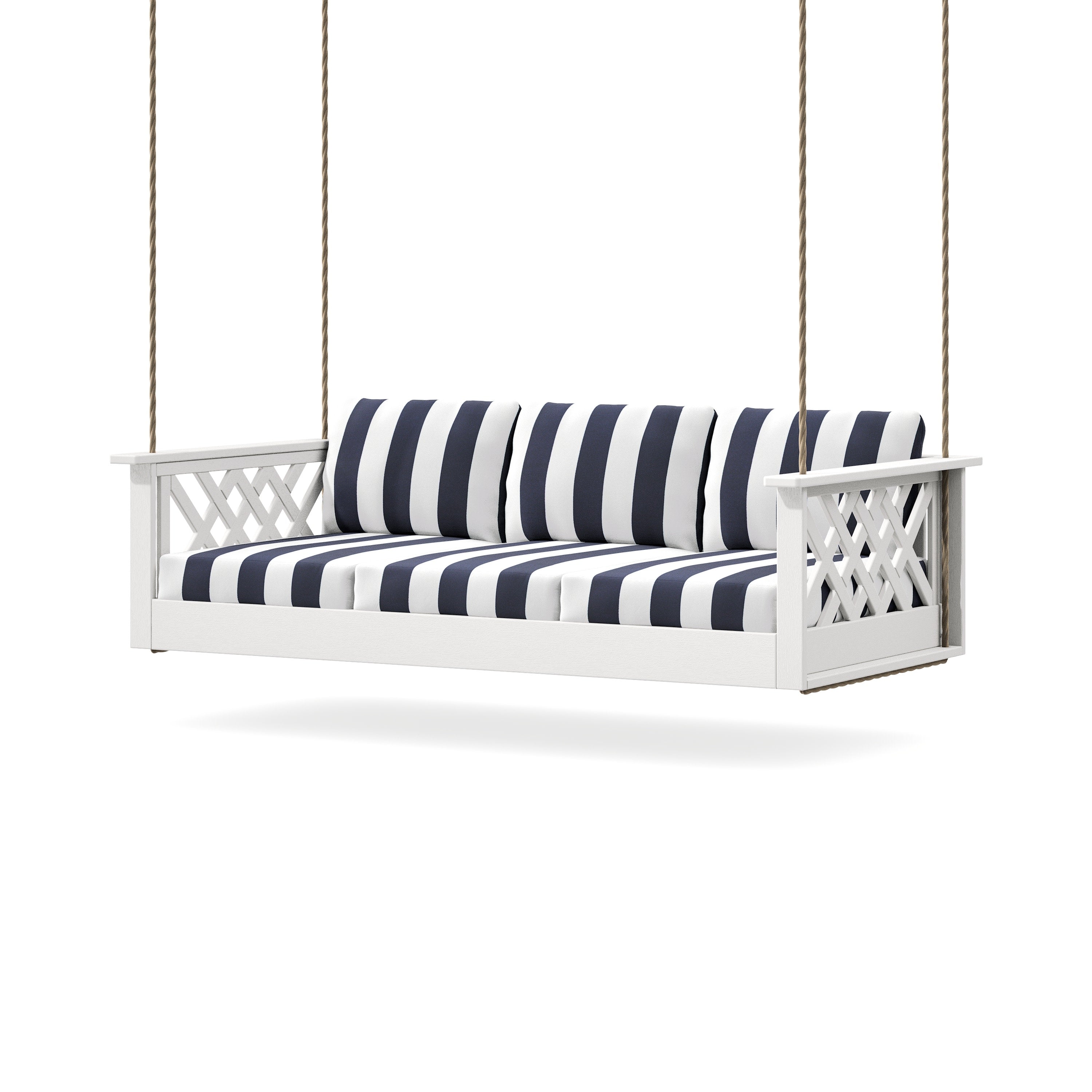 Wovendale Daybed Swing in Vintage White / Cabana Stripe Navy