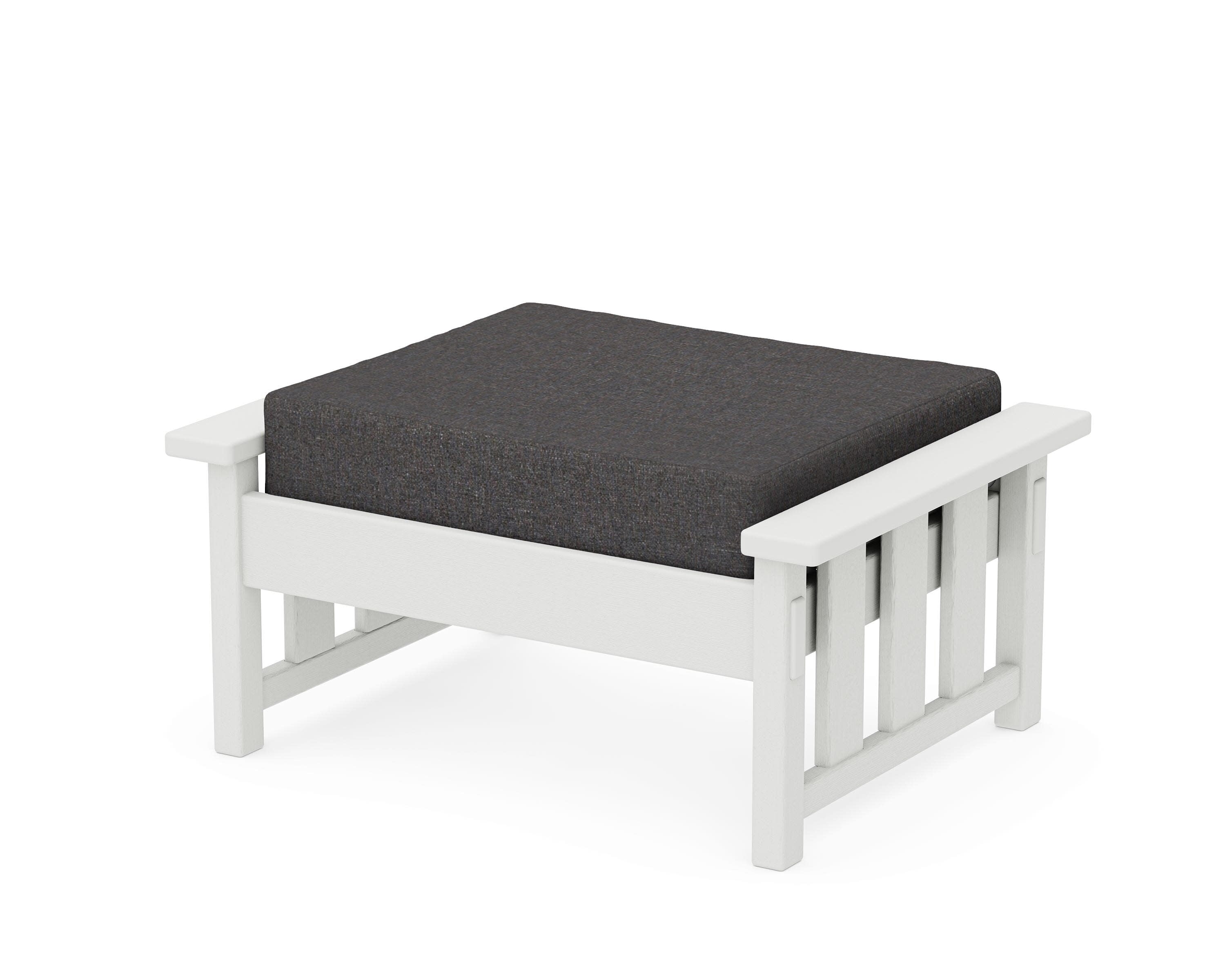 Acadia Deep Seating Ottoman in Vintage White / Ash Charcoal
