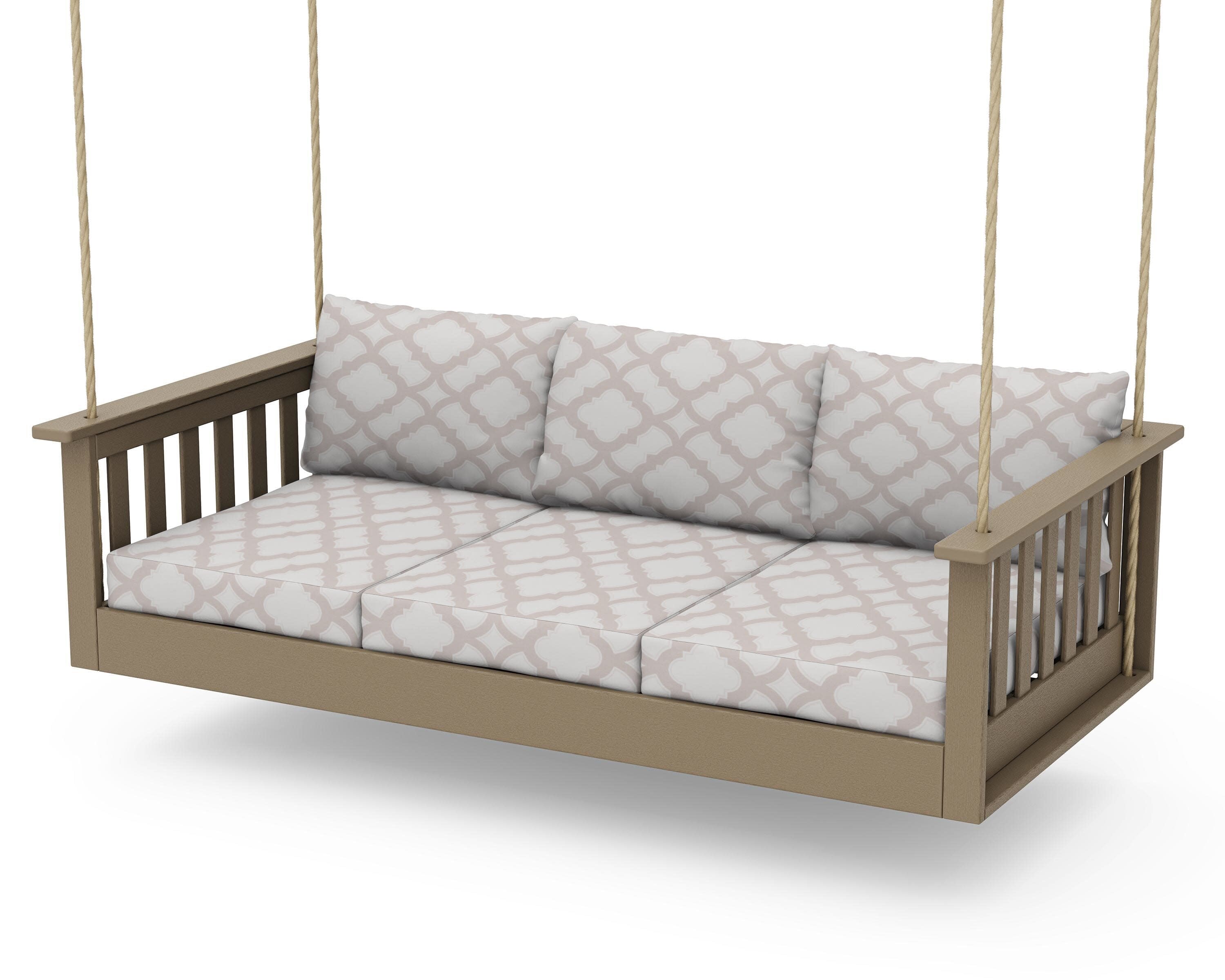 Vineyard Daybed Swing in Vintage Sahara / Trellis Dune Burlap
