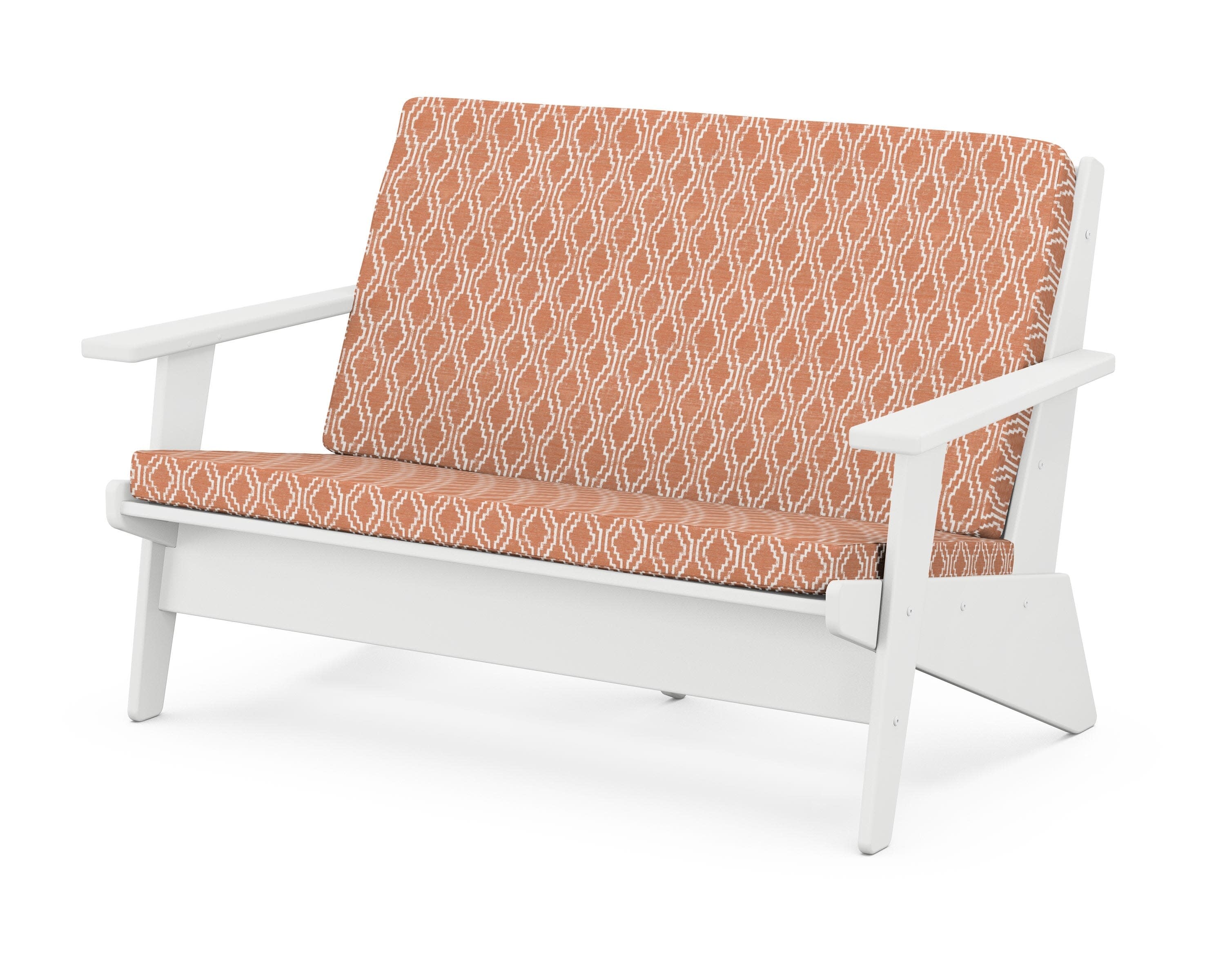 Riviera Modern Lounge Loveseat in White / Solve Clay