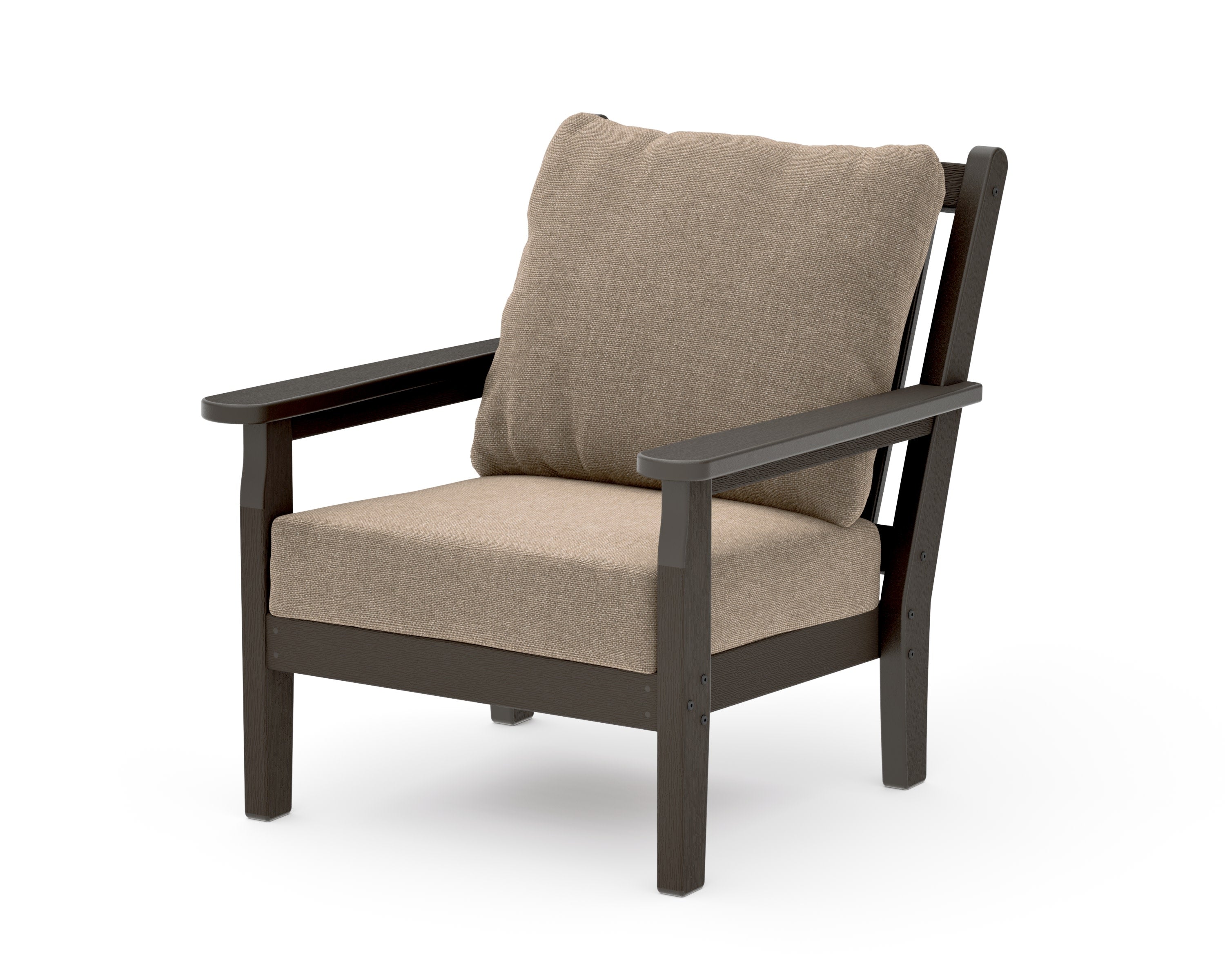 Chippendale Deep Seating Chair in Vintage Coffee / Spiced Burlap