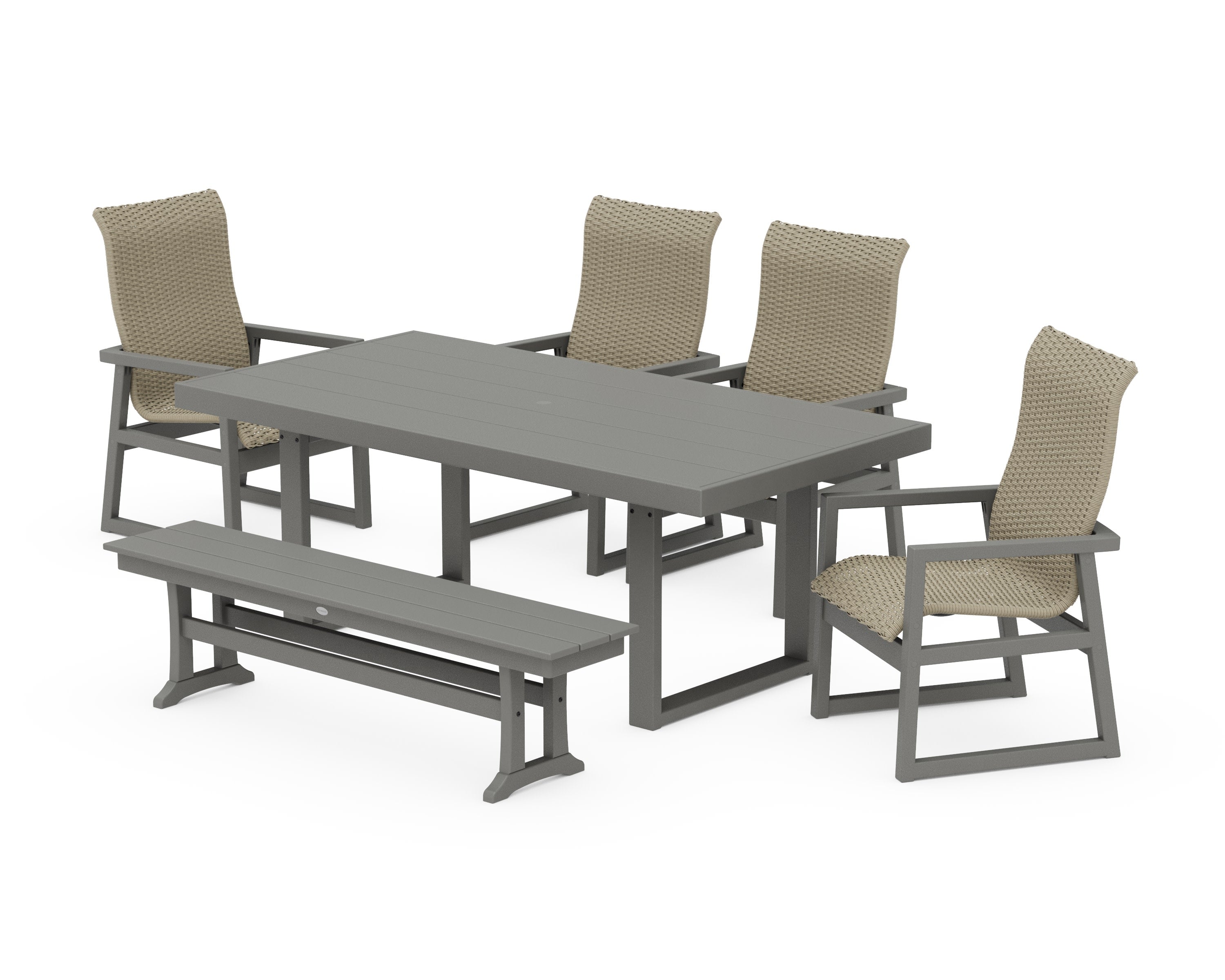 EDGE Woven Highback 6-Piece Dining Set with Bench