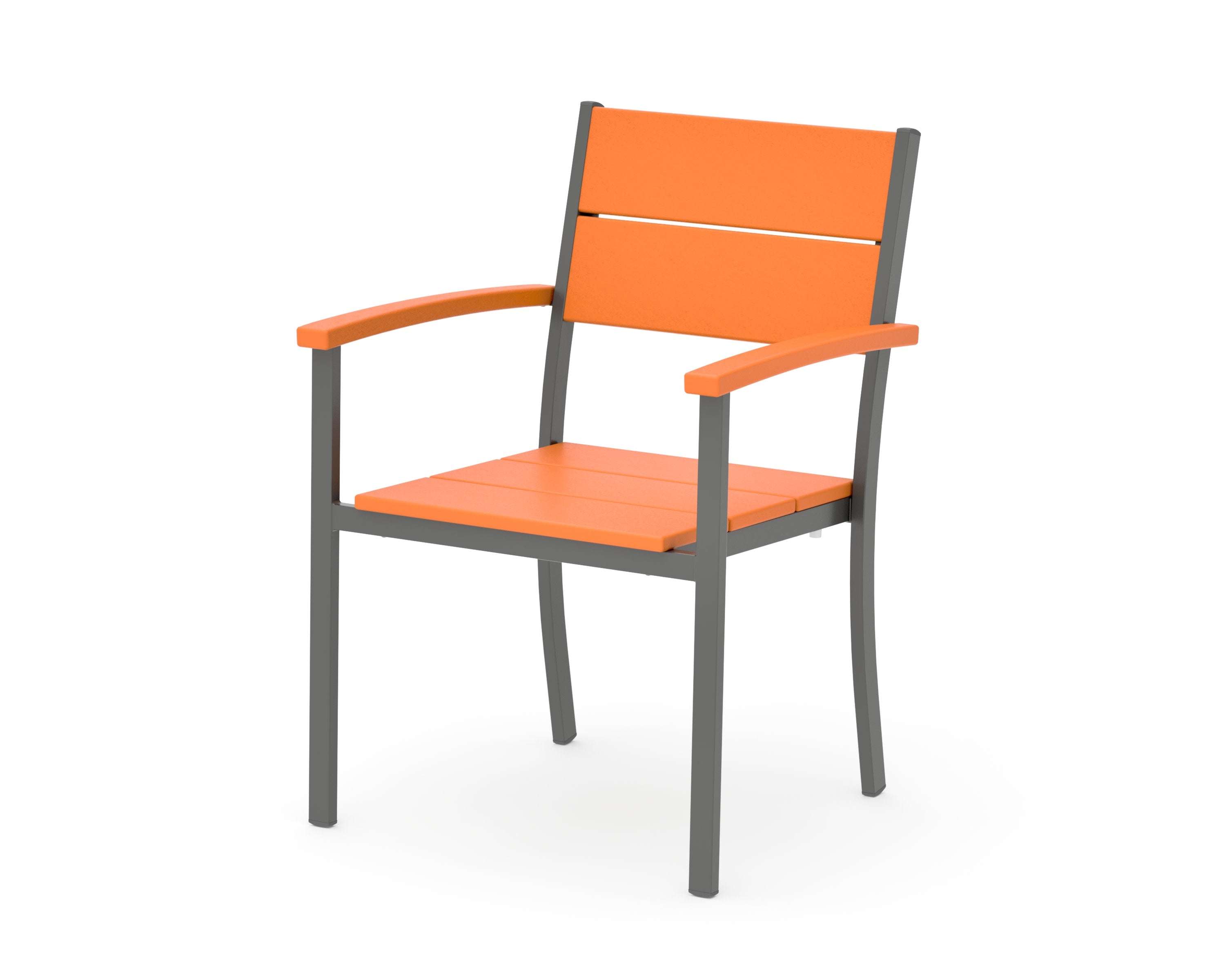 Main Street Stacking Dining Arm Chair in Charcoal / Tangerine