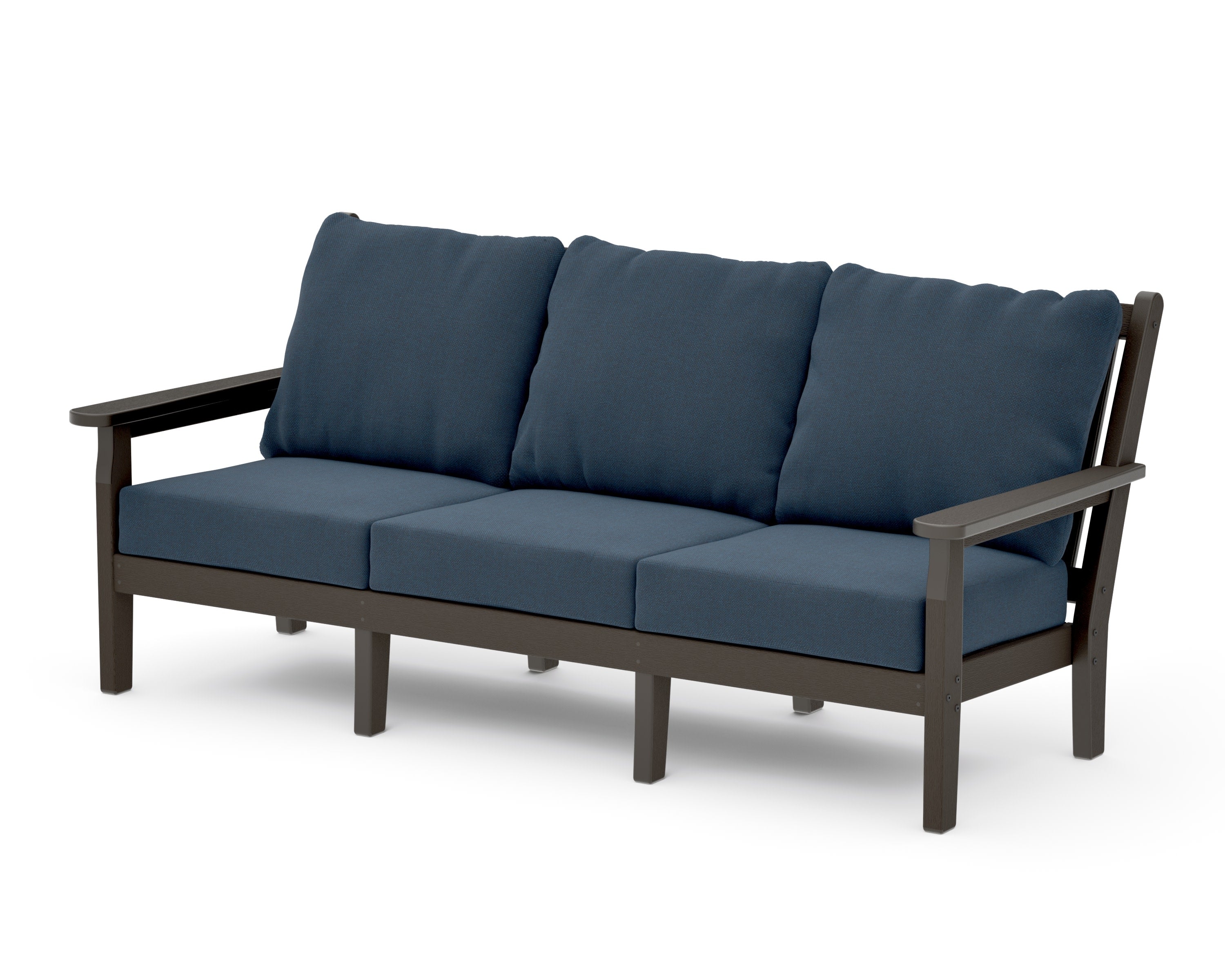 Chippendale Deep Seating Sofa in Vintage Coffee / Marine Indigo