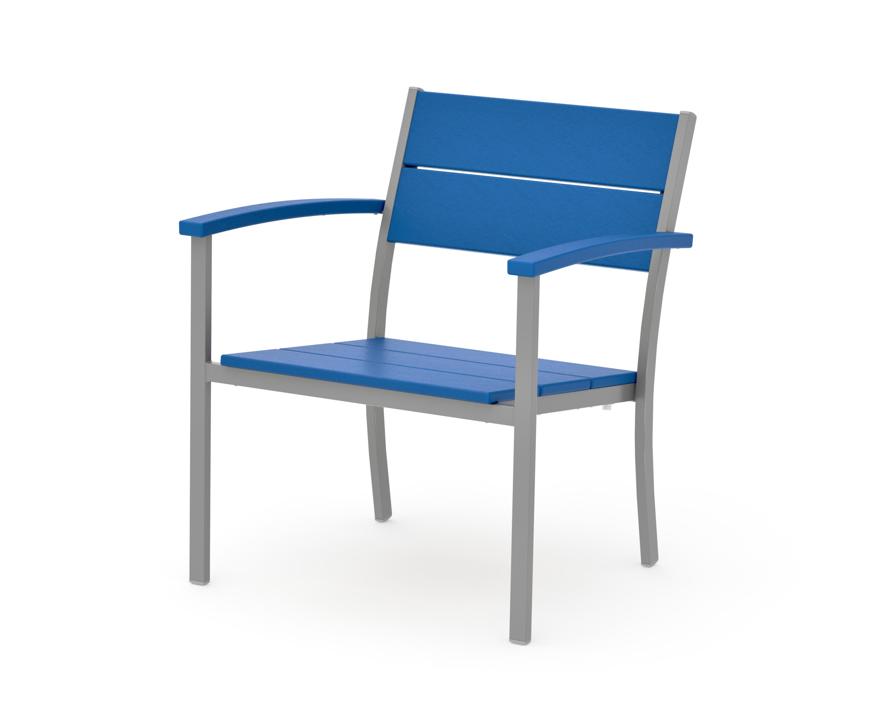 Main Street Stacking Lounge Arm Chair in Silver / Pacific Blue