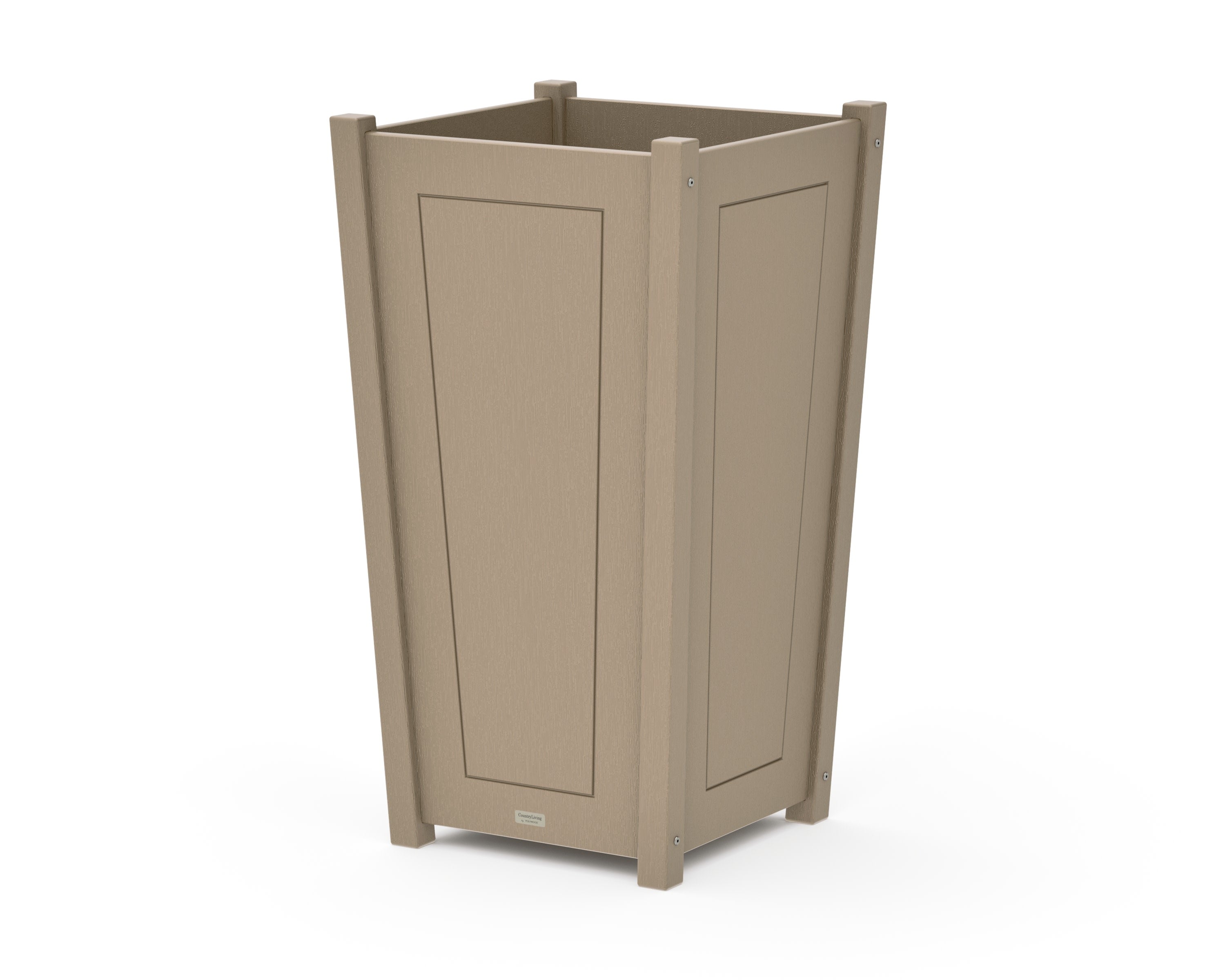 Country Living Large Tapered Square Tall Planter Box in Vintage Sahara