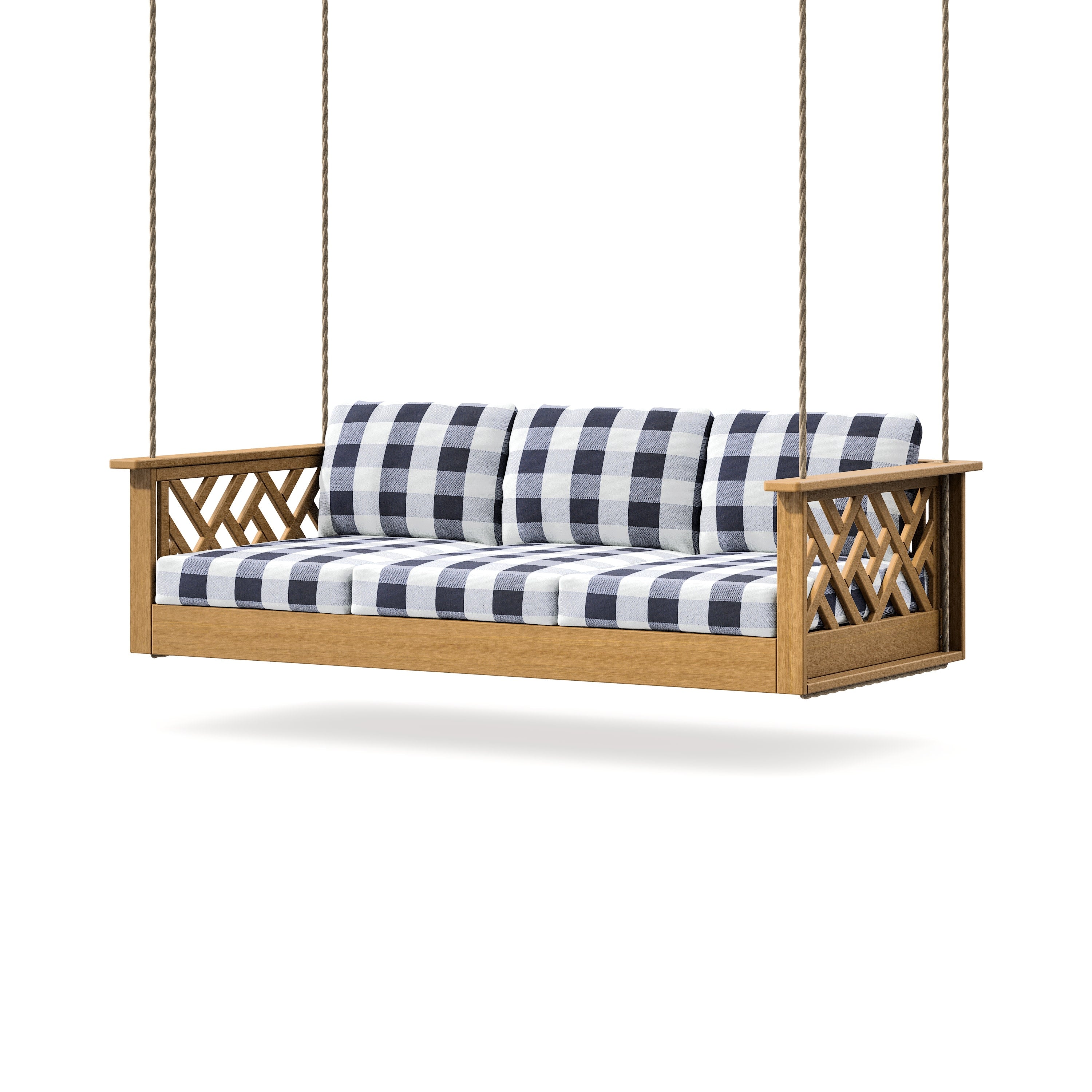 Chippendale Daybed Swing in Natural / Buffalo Plaid Navy