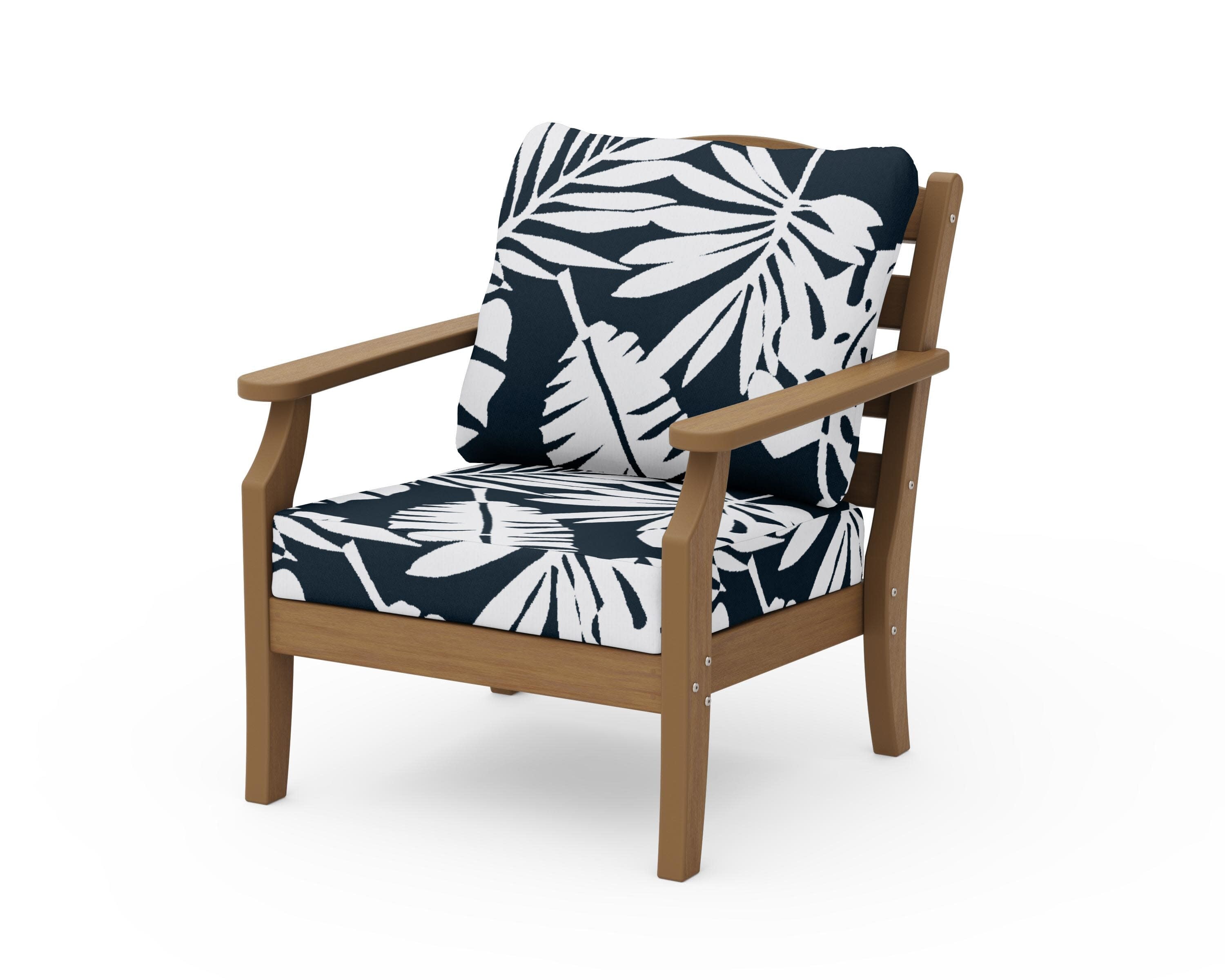 Savannah Deep Seating Chair in Natural / Leaf Marine Indigo