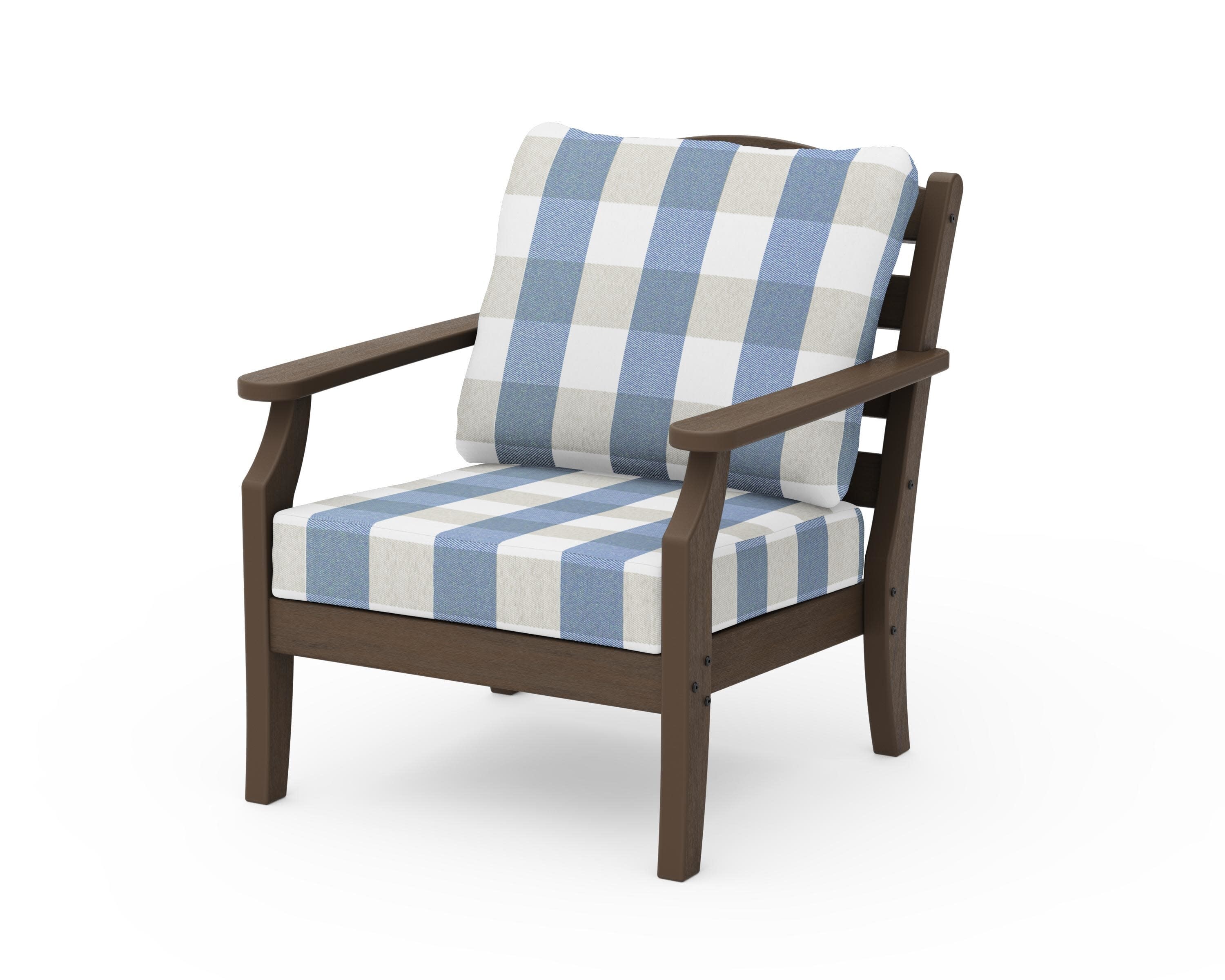 Savannah Deep Seating Chair in Kona / Buffalo Plaid Sky Blue