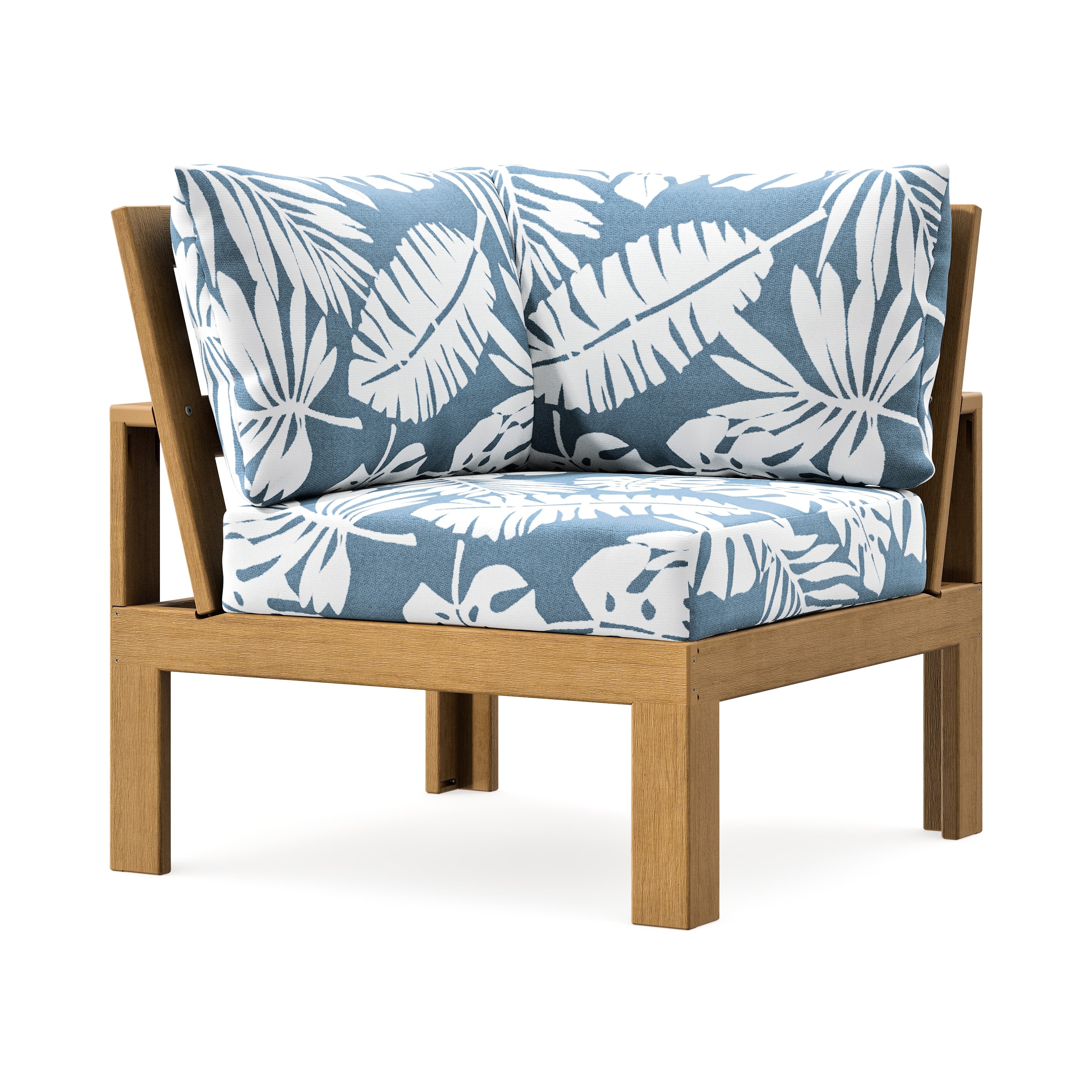 Modular Corner Chair in Natural / Leaf Sky Blue