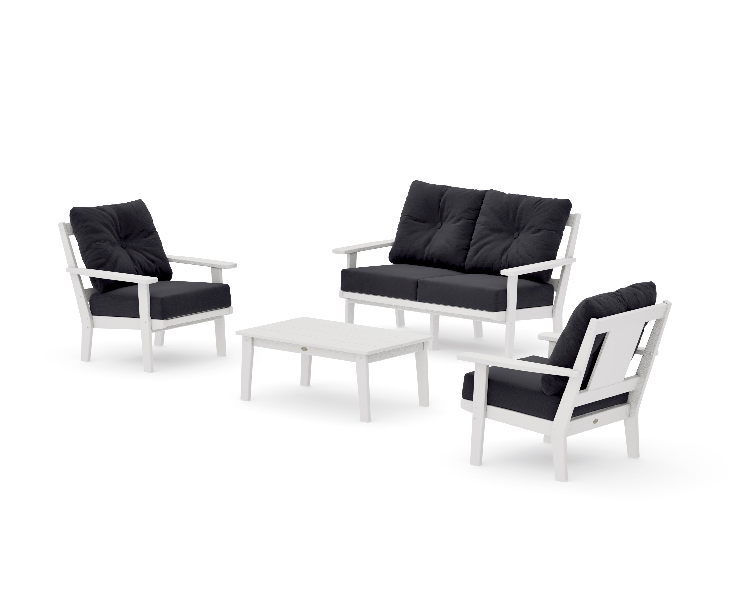 Prairie 4-Piece Deep Seating Set with Loveseat in Vintage White / Midnight Linen
