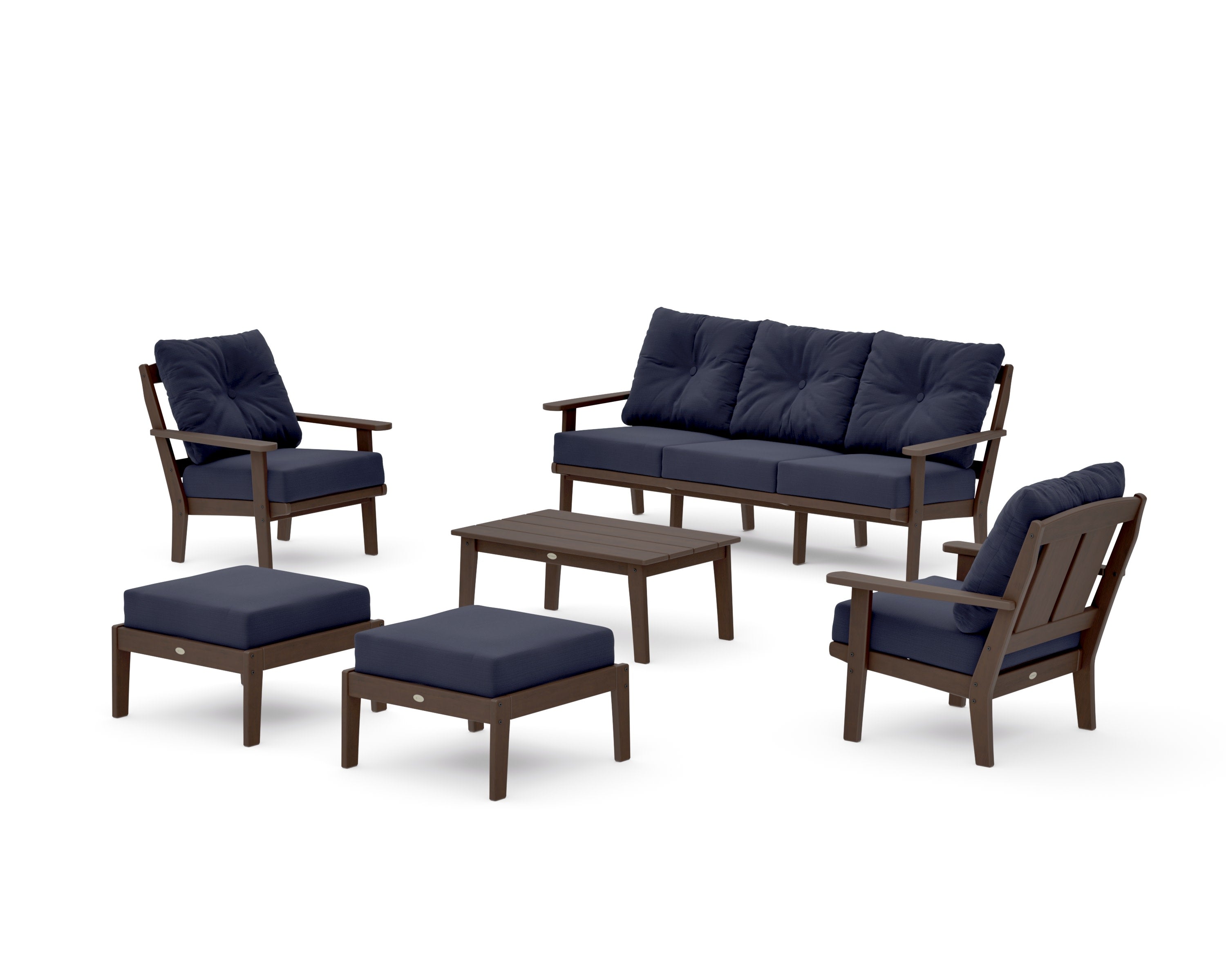Mission 6-Piece Lounge Sofa Set in Kona / Navy Linen