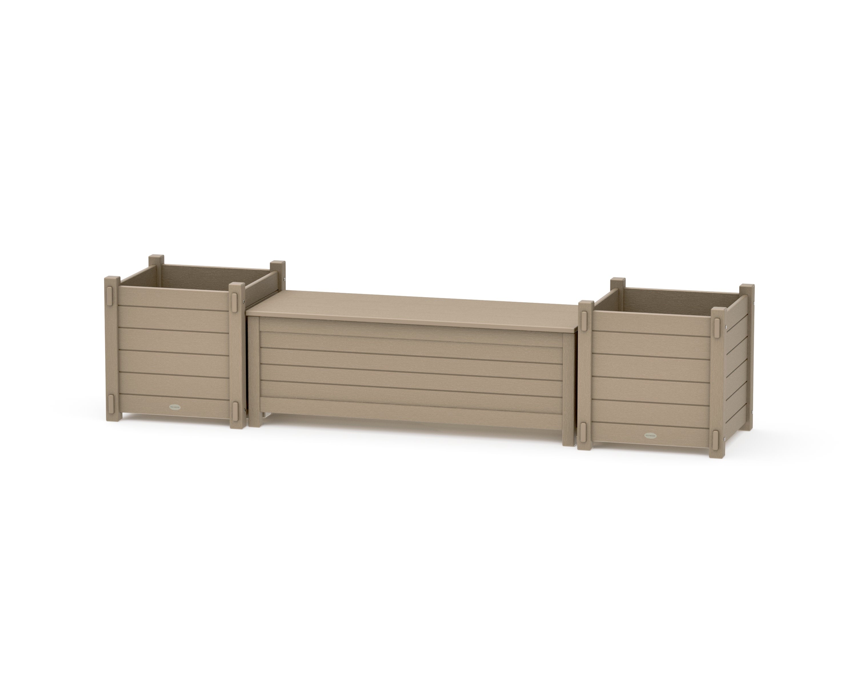 48" Nautical Straight Planter Storage Bench Set- Large in Vintage Sahara