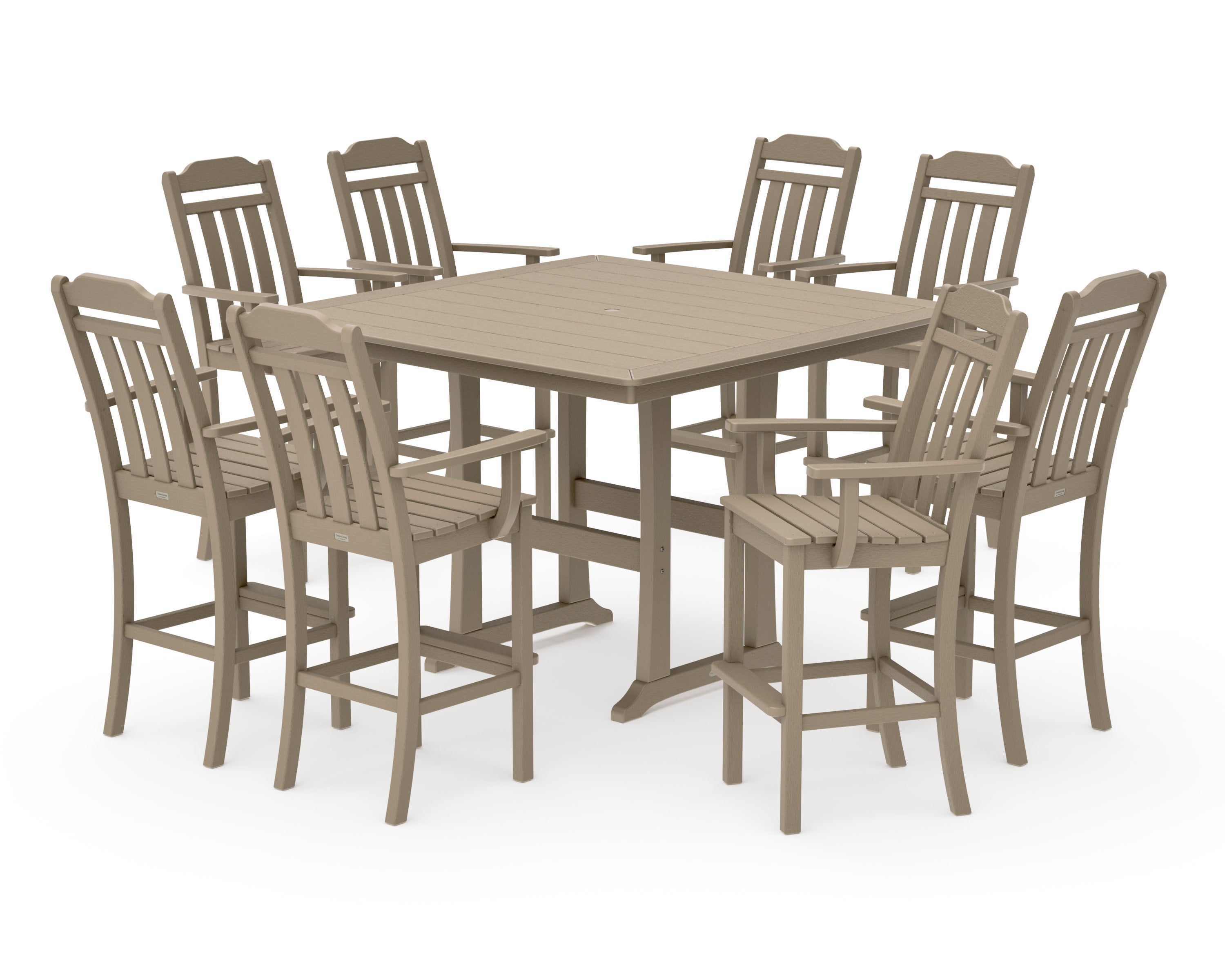 Cottage 9-Piece Bar Set with Trestle Legs in Vintage Sahara
