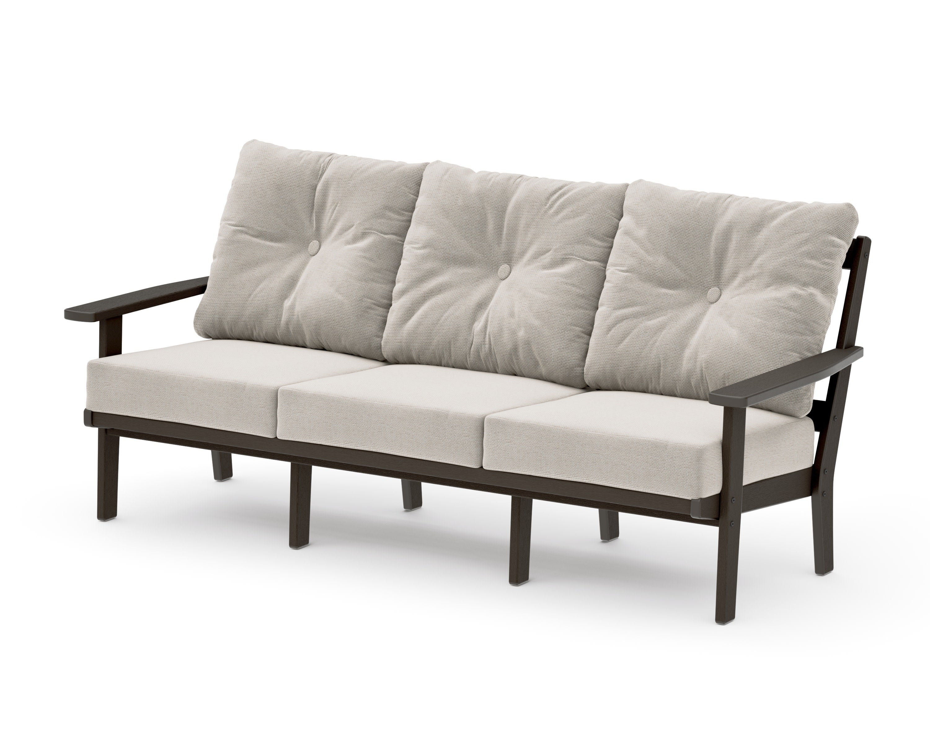 Oxford Deep Seating Sofa in Vintage Coffee / Dune Burlap