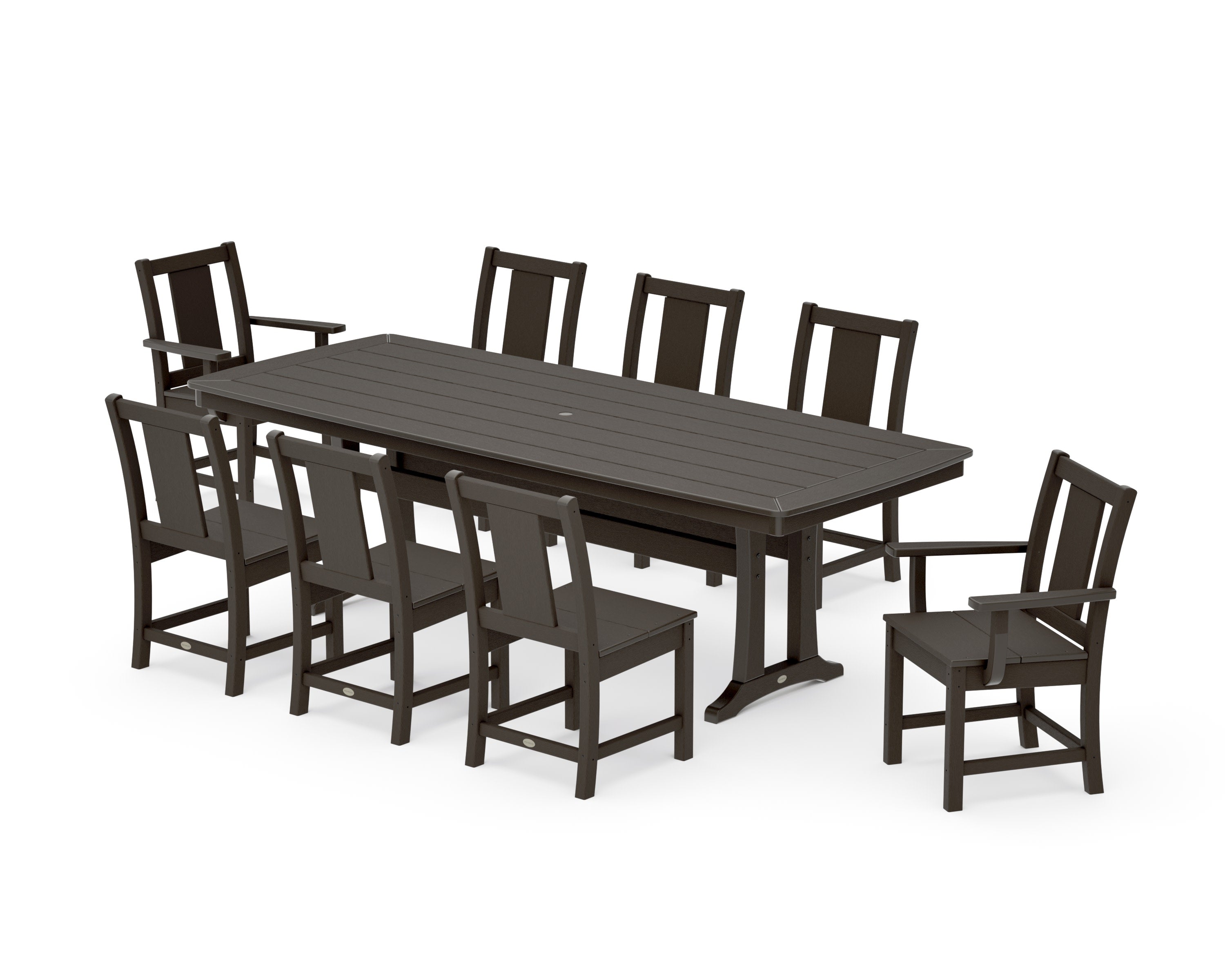 Prairie 9-Piece Dining Set with Trestle Legs in Vintage Coffee
