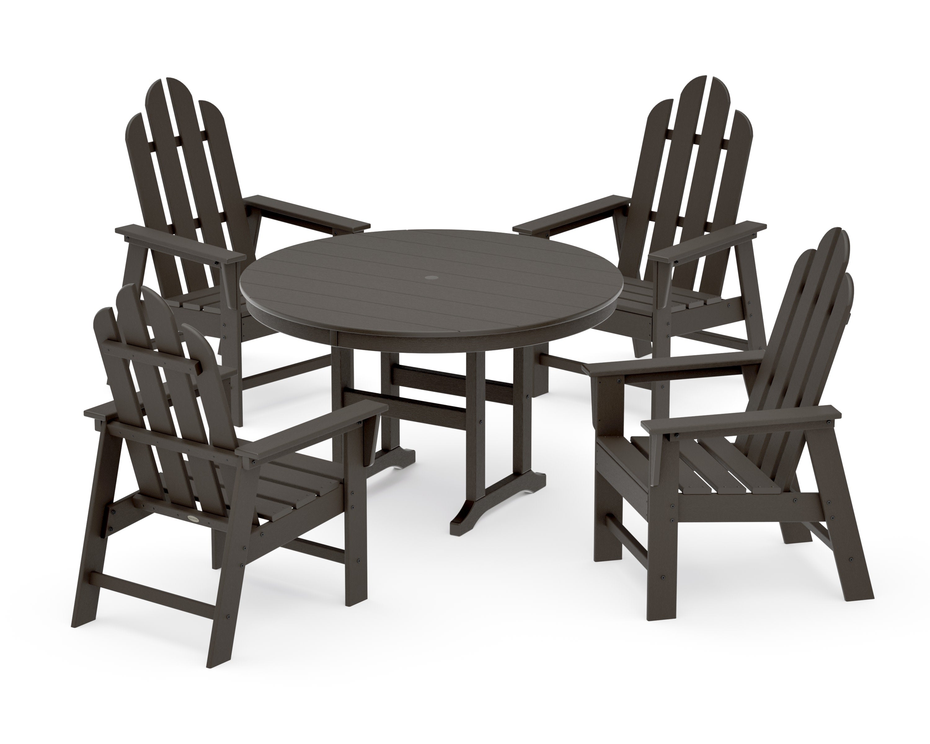 Long Island 5-Piece Round Farmhouse Dining Set in Vintage Coffee