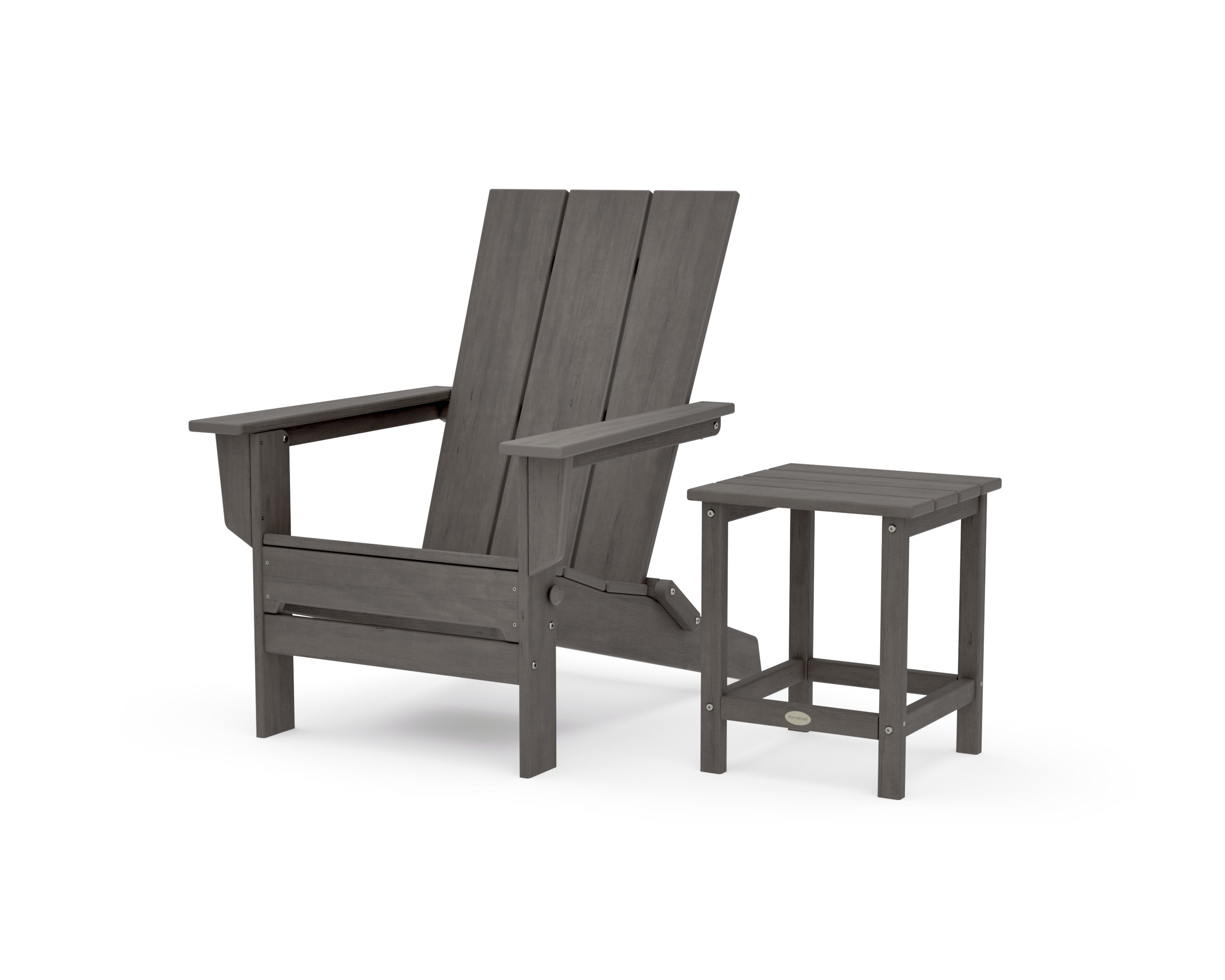 Modern Studio Folding Adirondack Chair with Side Table in Driftwood