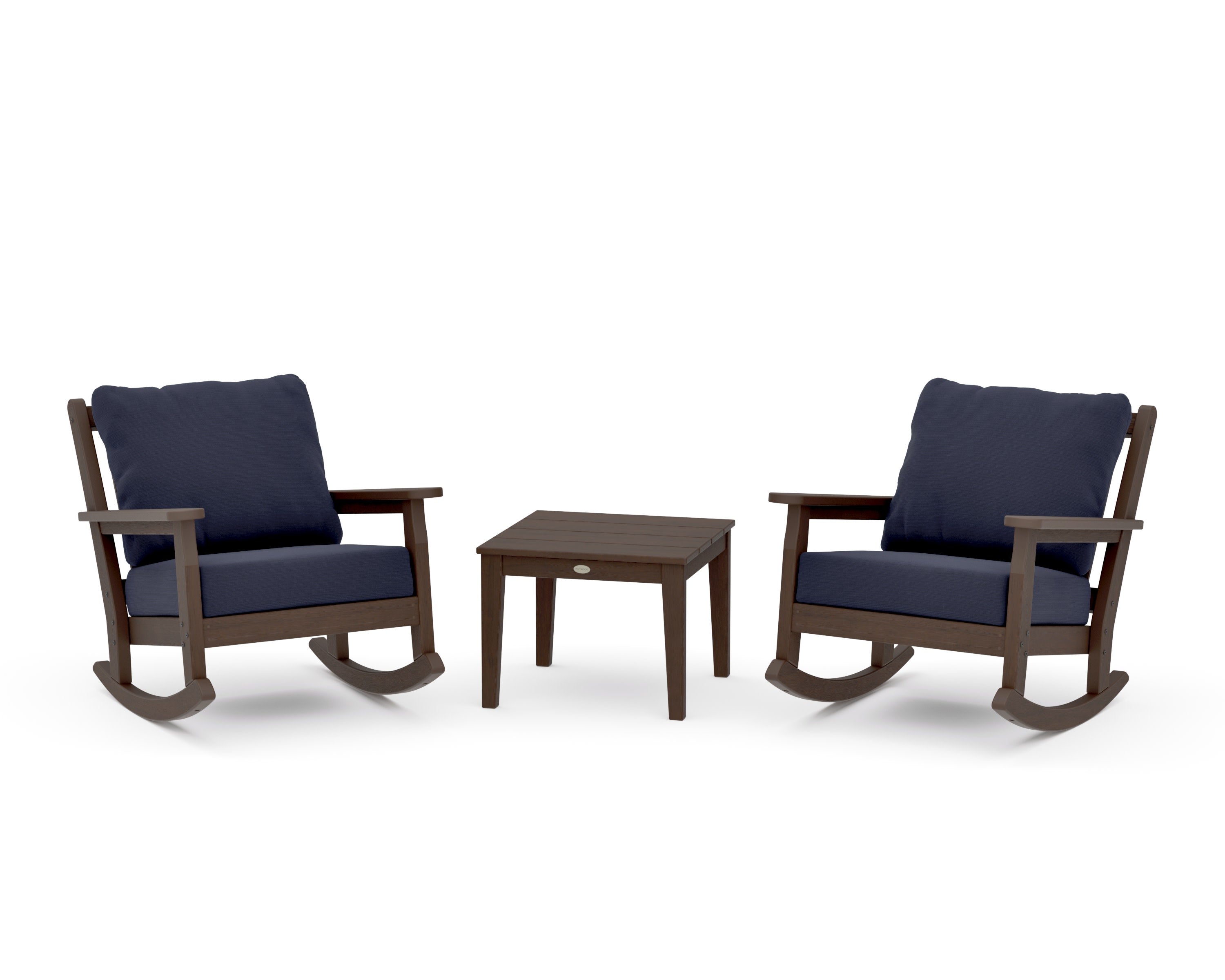 Chippendale 3-Piece Deep Seating Rocker Set in Kona / Navy Linen