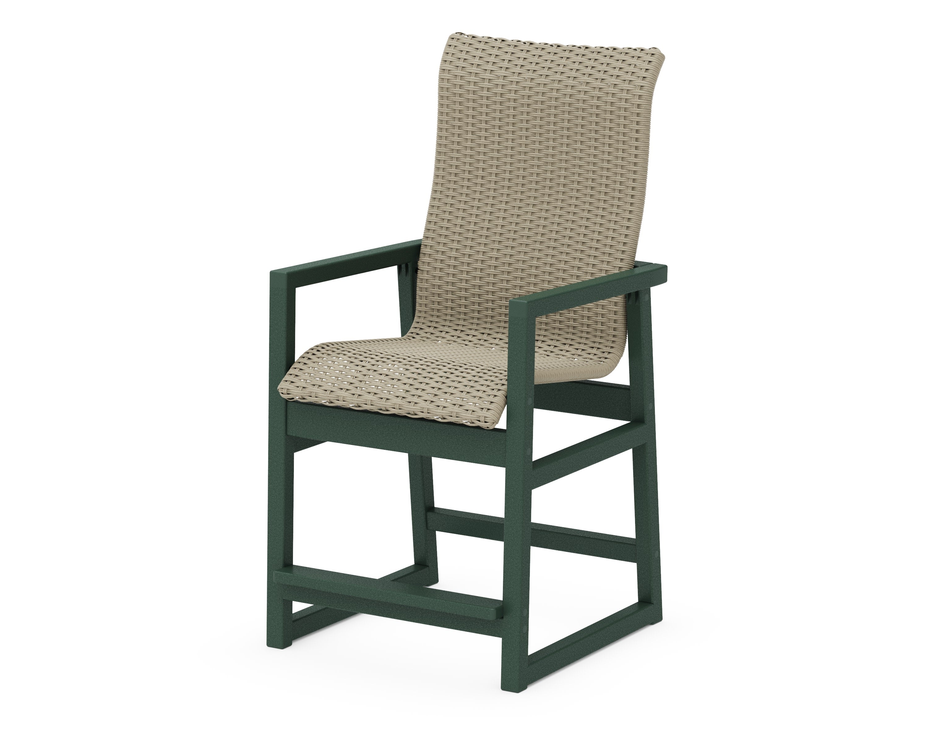 EDGE Woven High-Back Counter Arm Chair in Green / Dune Grass