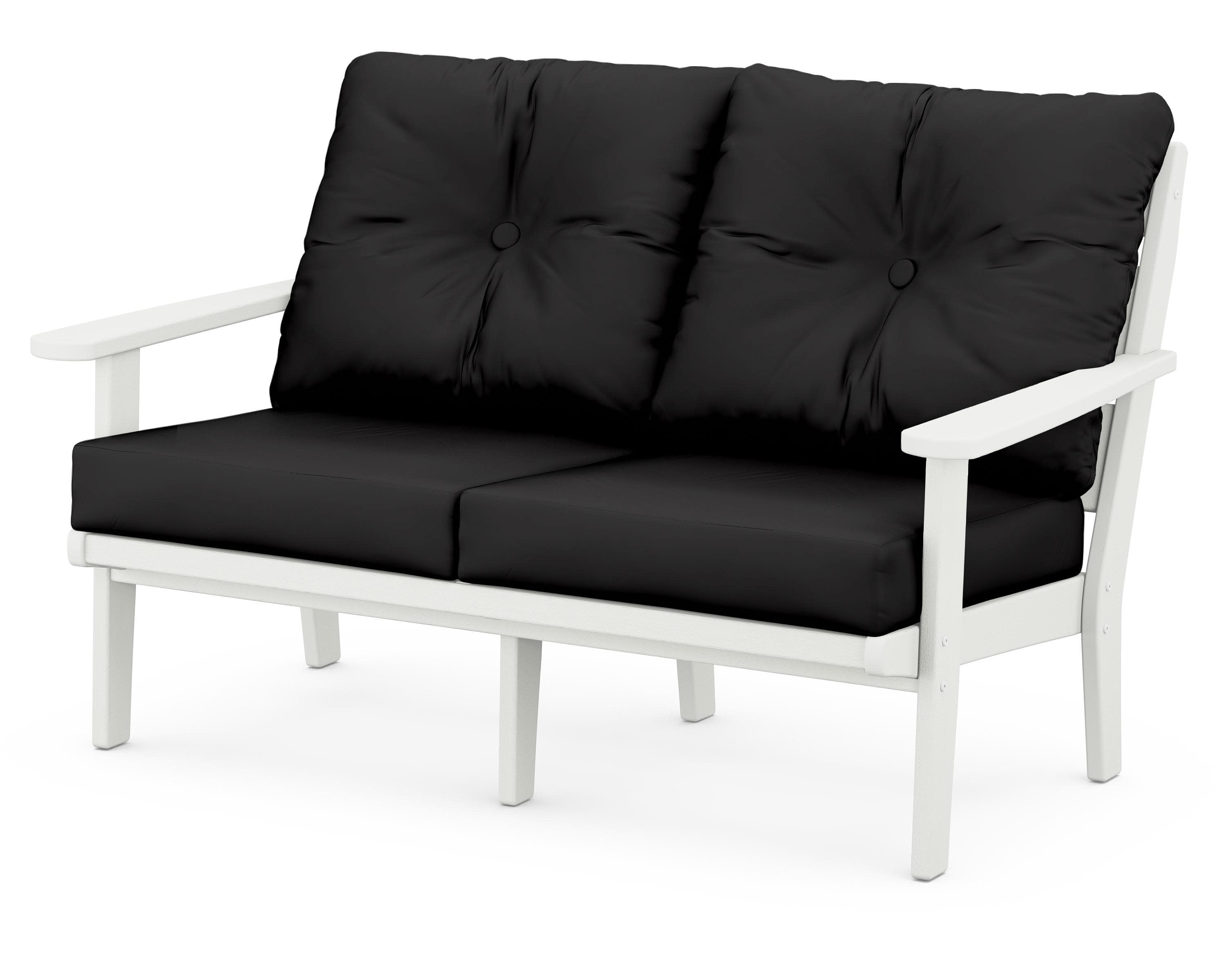 Lakeside Deep Seating Loveseat in Vintage White / Canvas Black