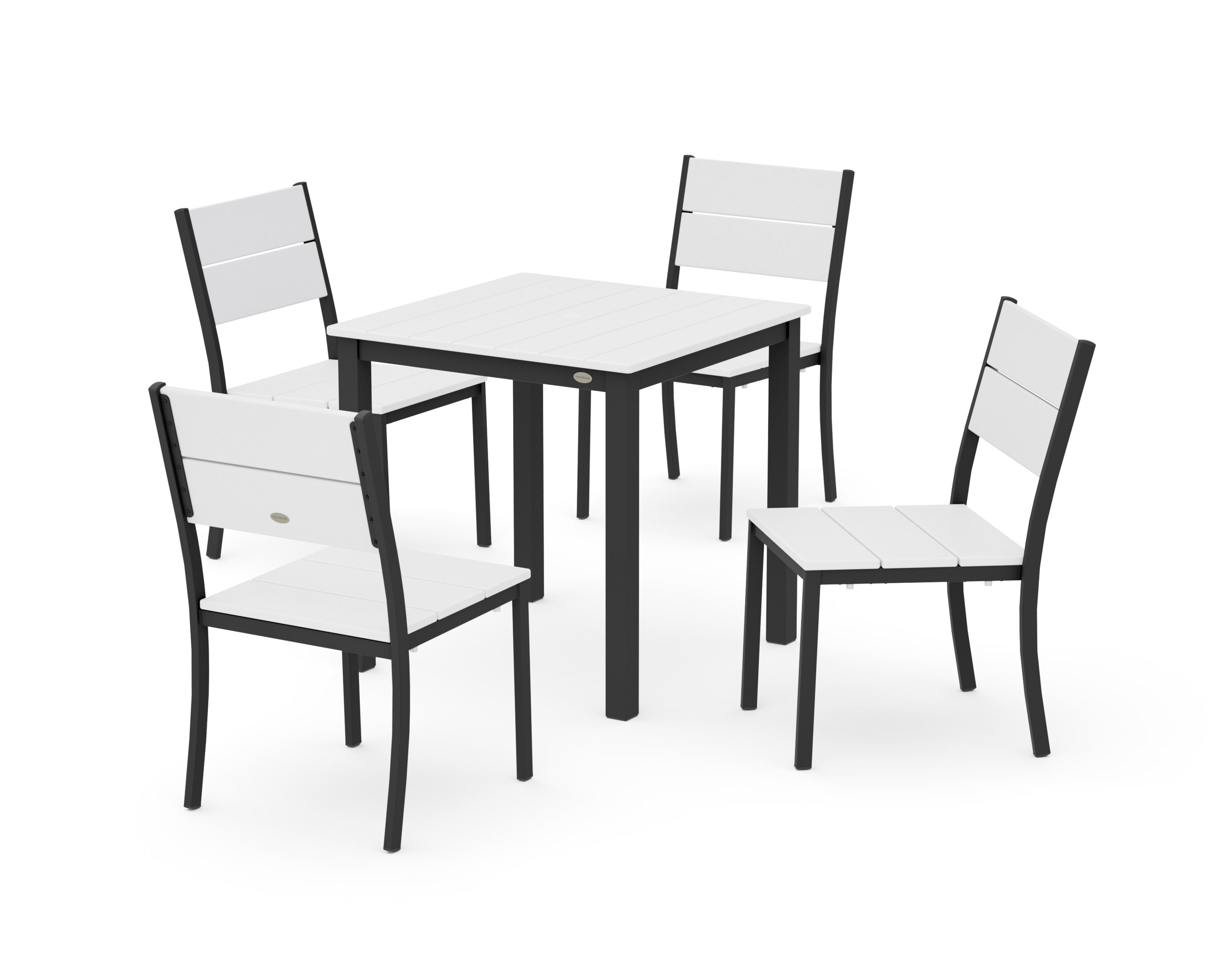 Main Street 5-Piece Square Dining Set- Small in Black / White