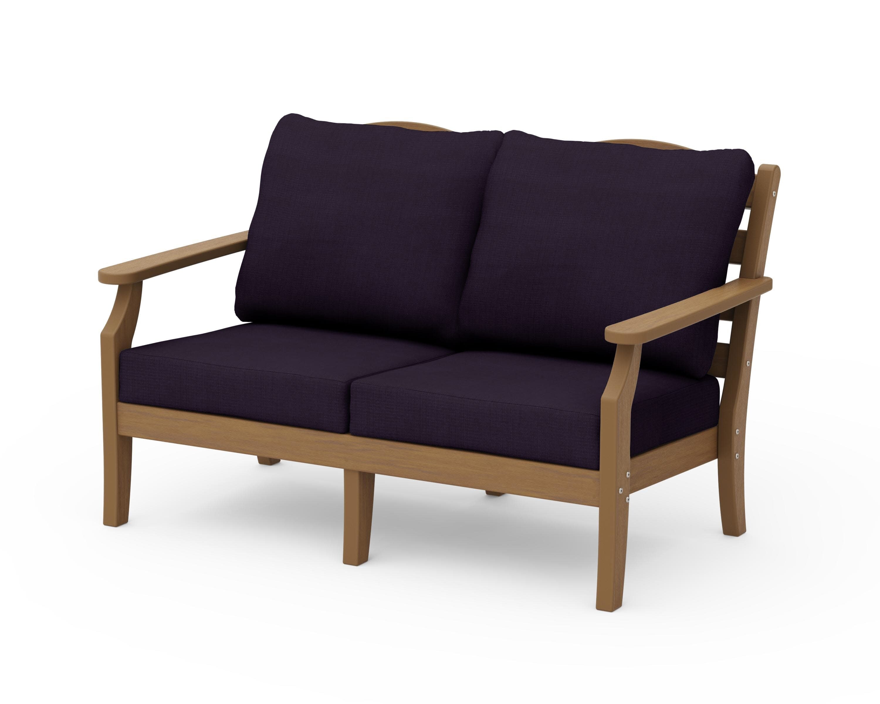 Savannah Deep Seating Loveseat in Natural / Navy Linen
