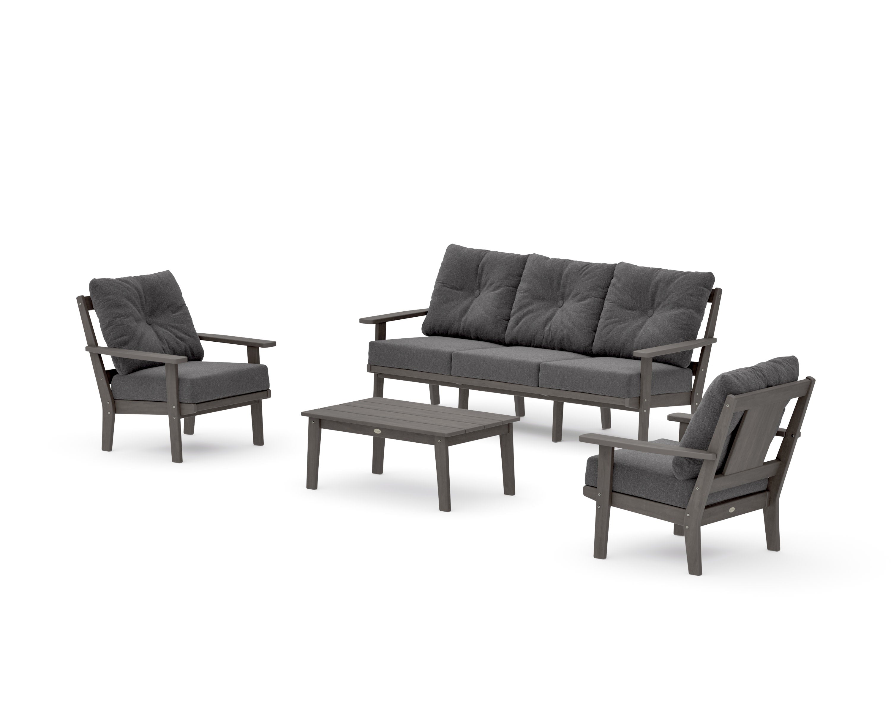Prairie 4-Piece Deep Seating Set with Sofa in Driftwood / Ash Charcoal