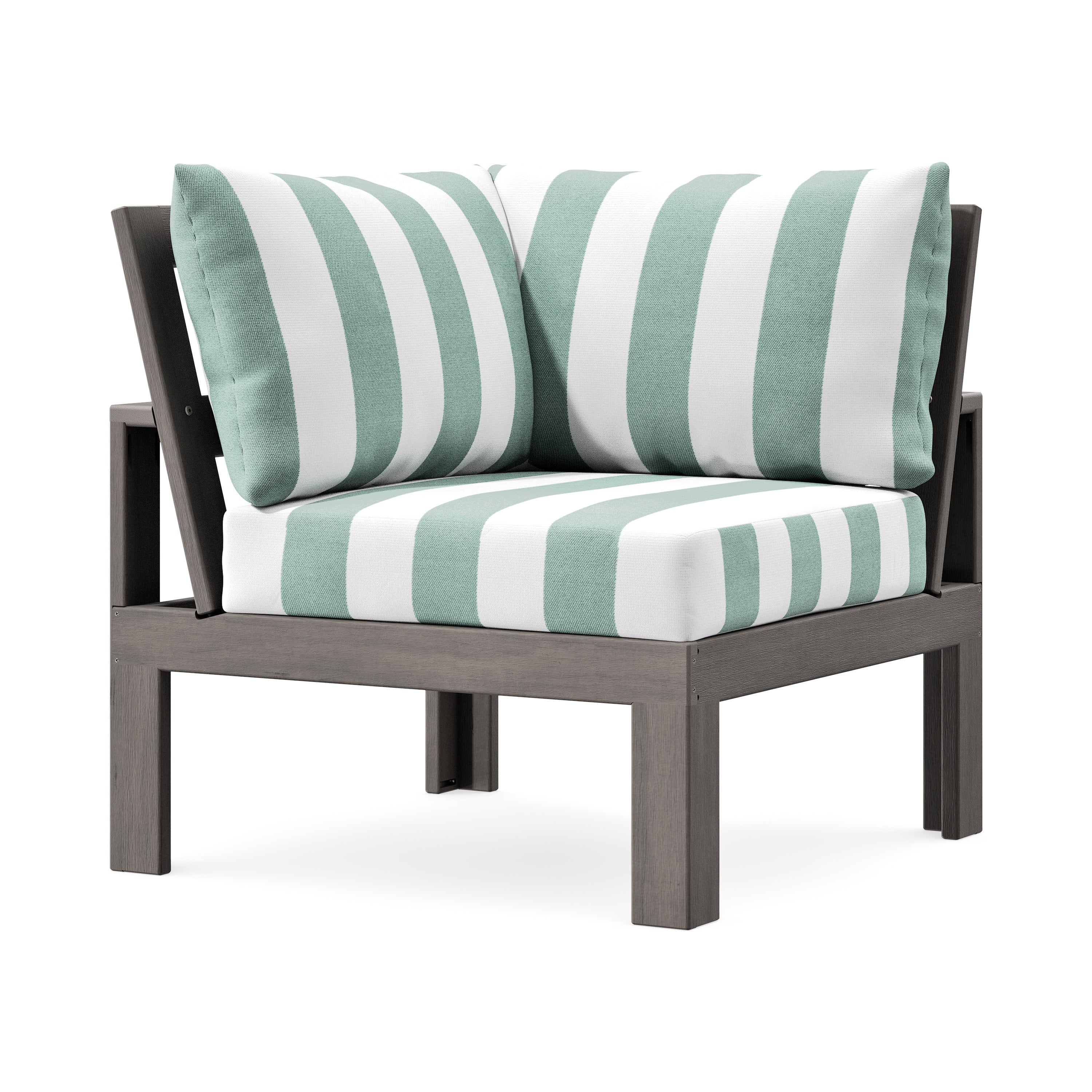 Modular Corner Chair in Driftwood / Cabana Stripe Glacier Spa