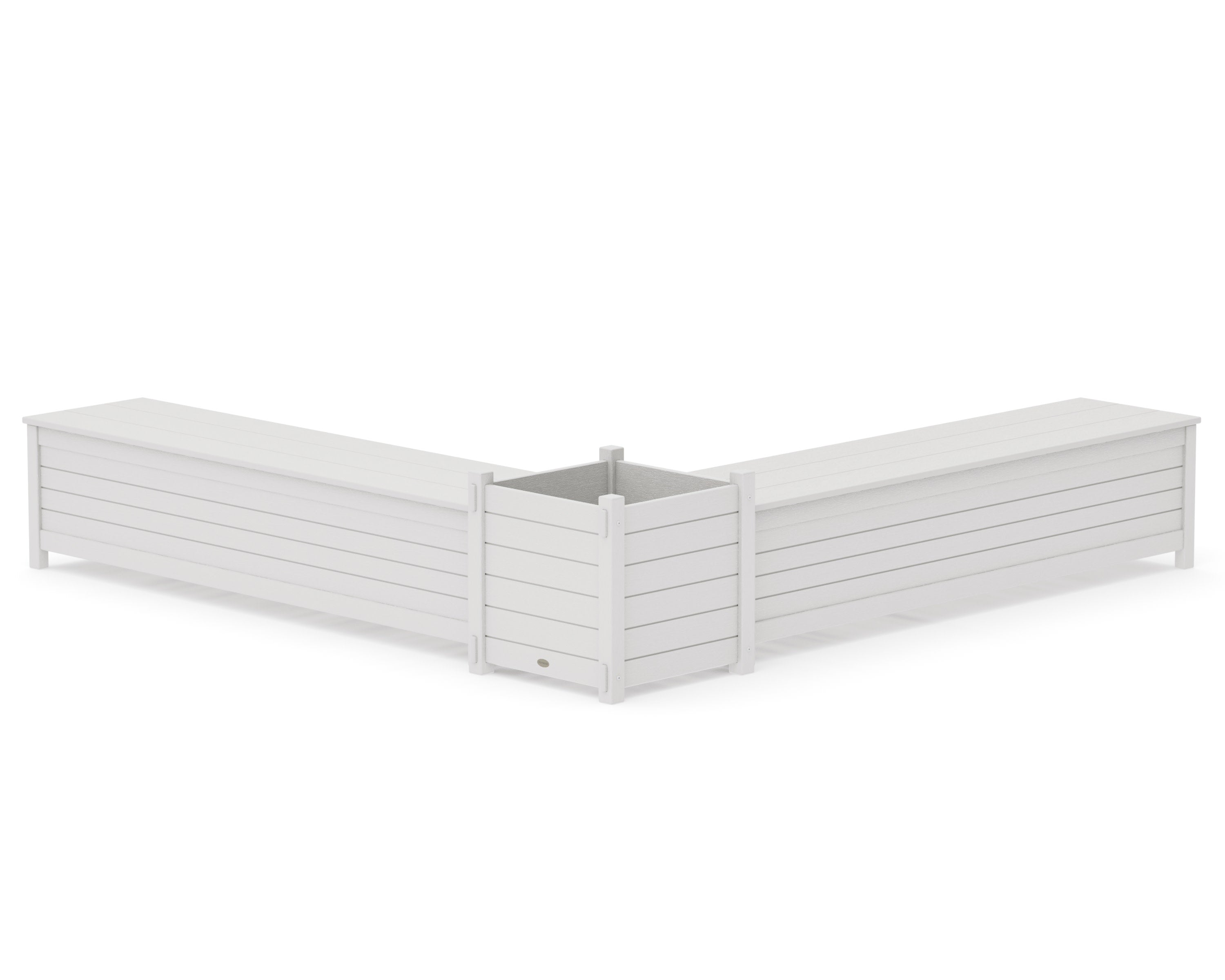 72" Nautical L- Shaped Planter Storage Bench Set- Large in Vintage White