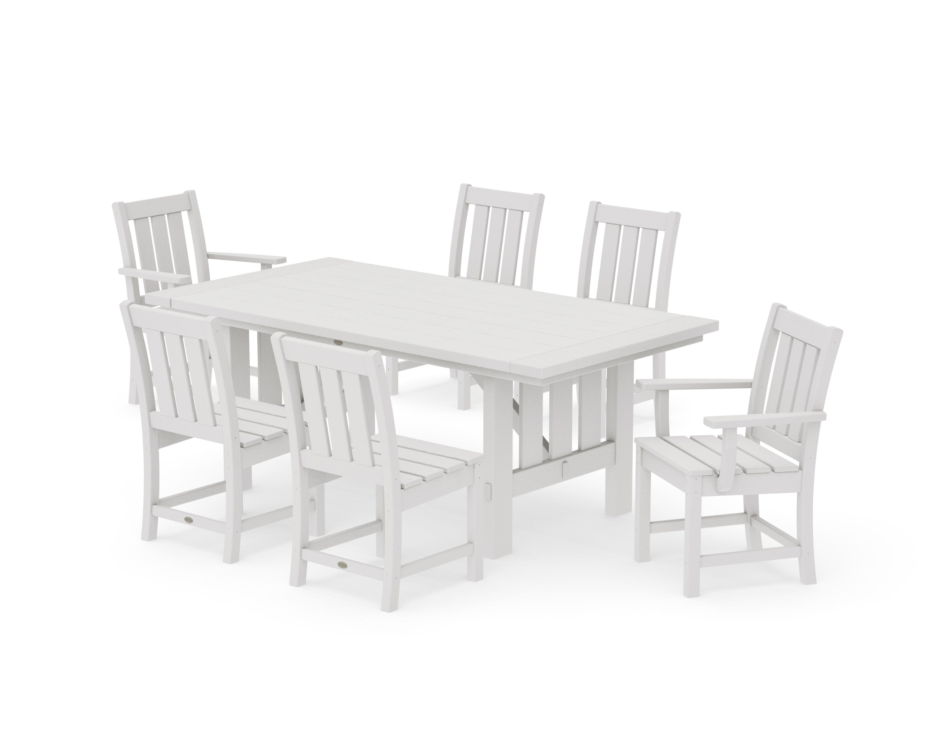 Oxford 7-Piece Dining Set with Mission Table in Vintage White