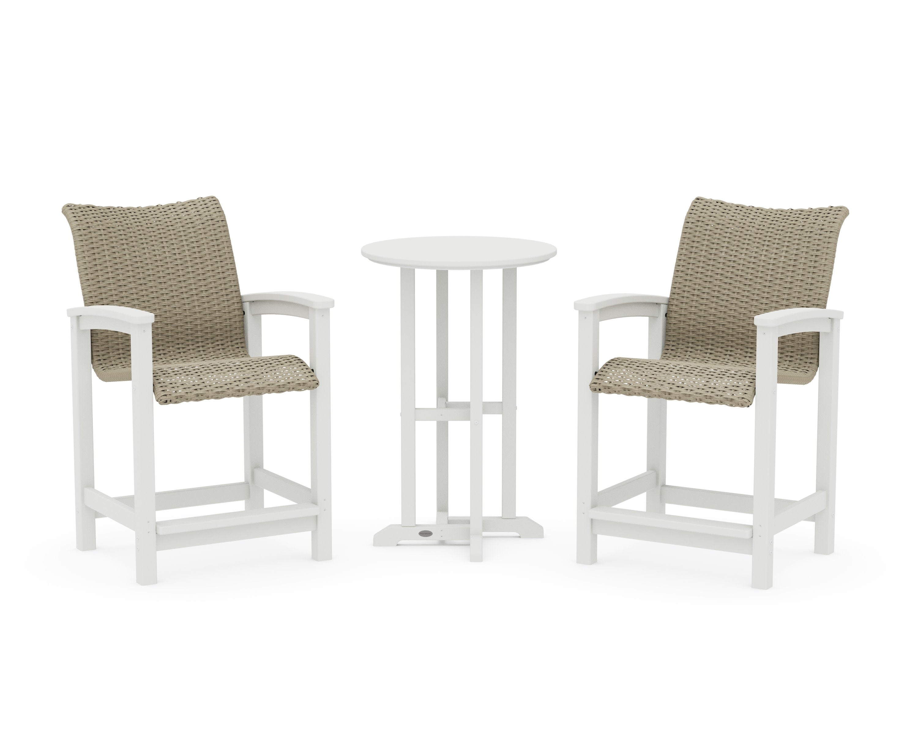 Coastal Woven 3-Piece Farmhouse Counter Set in Vintage White / Dune Grass